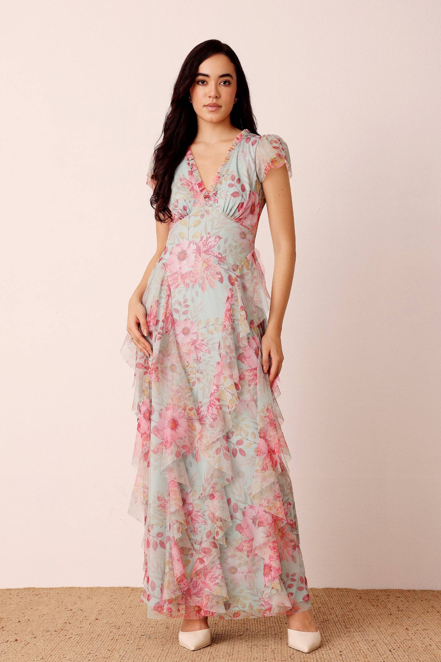 Melody Maxi Dress in Mint Floral