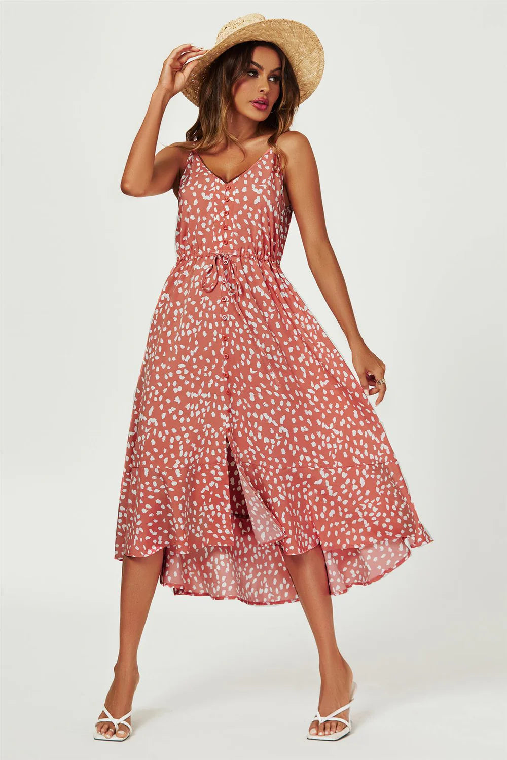Midi Dress in Dusty Red