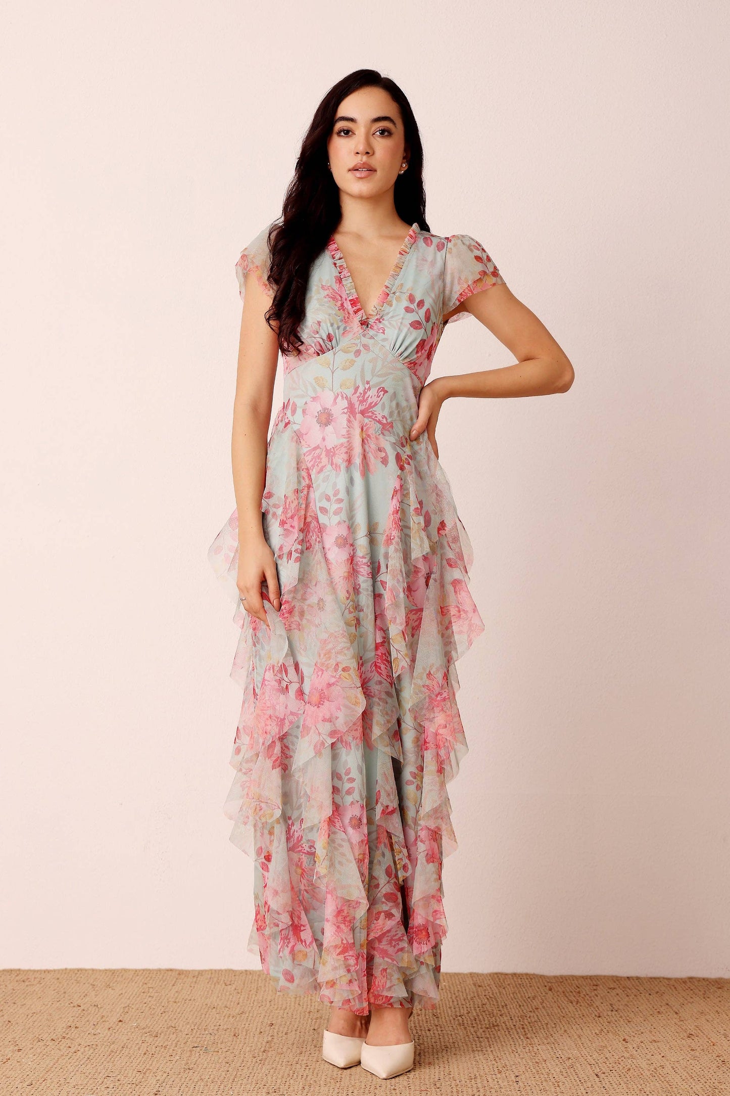 Melody Maxi Dress in Mint Floral