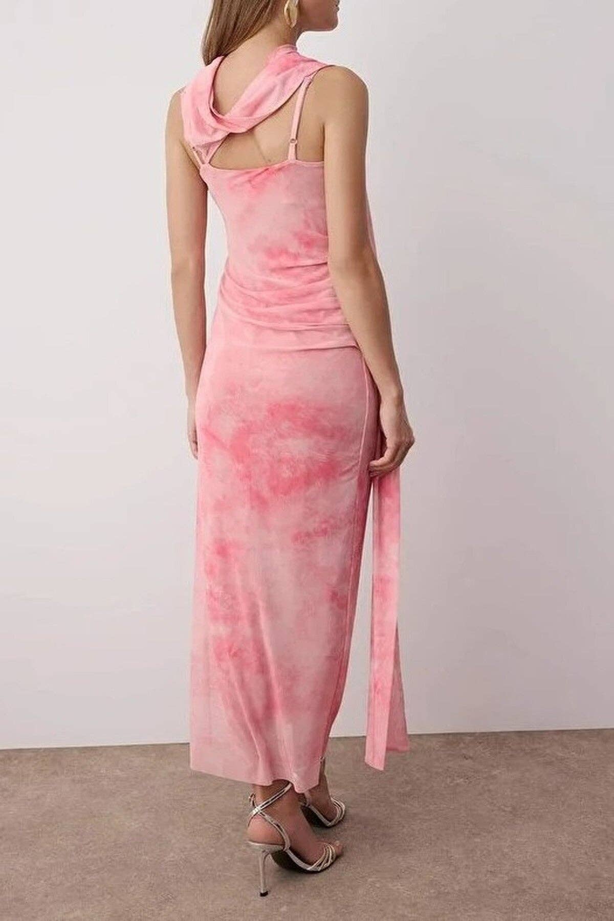 Wovcor Scarf Dress in Pink