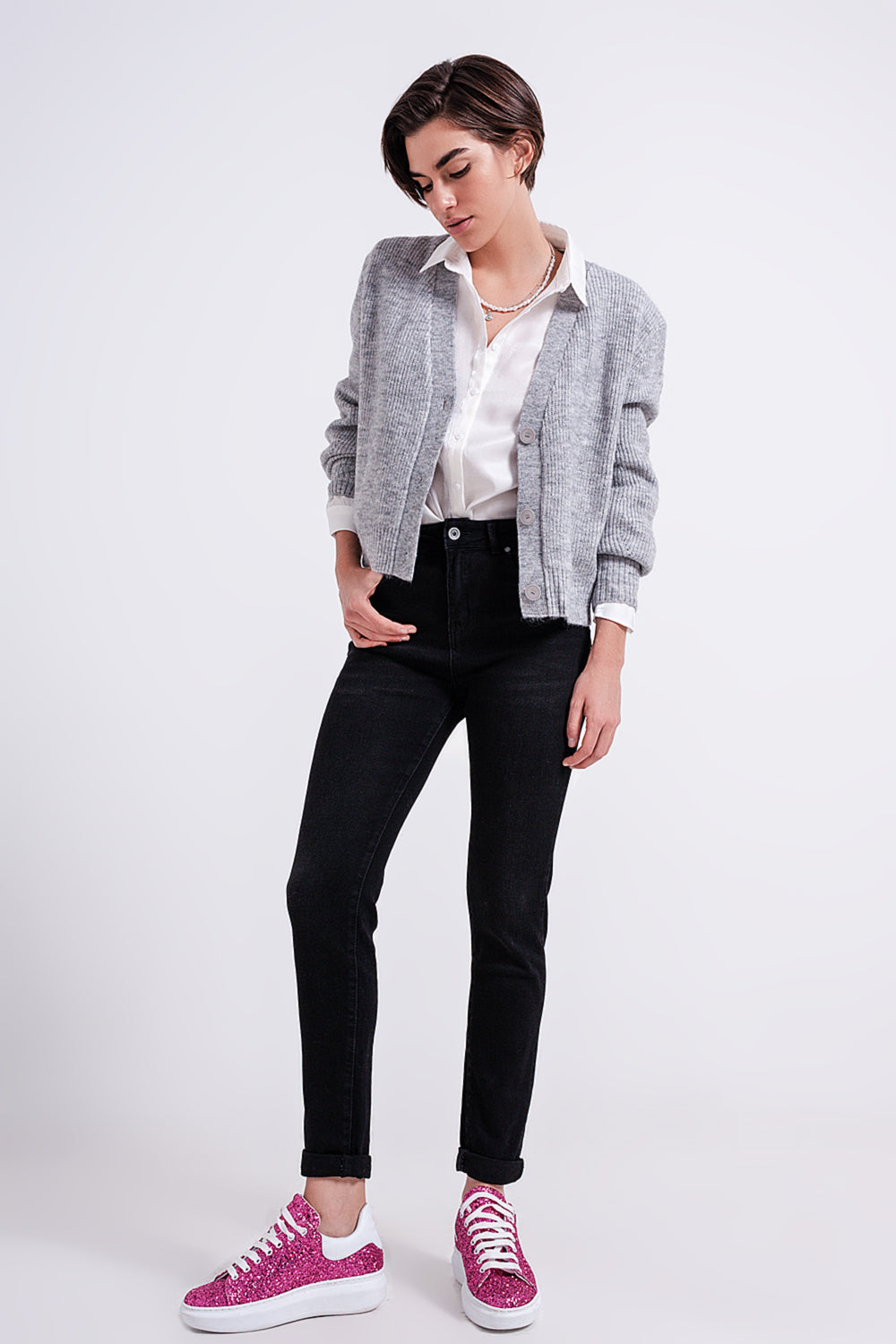 High-Waist Skinny Jeans in Black