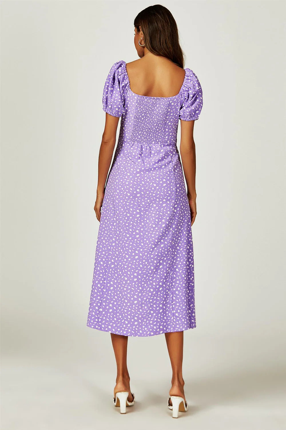 Puff Sleeve Dress in Purple