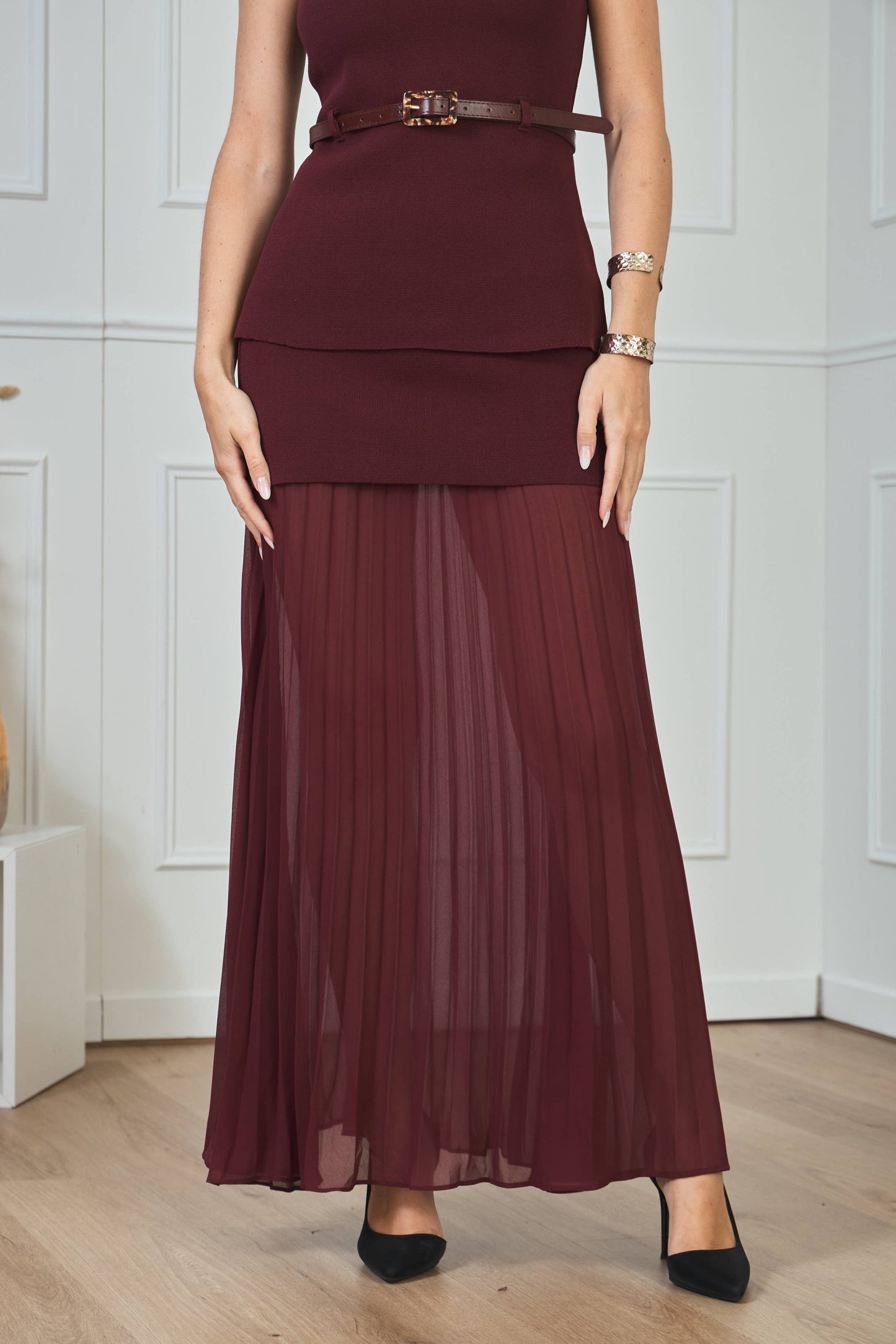 Maxi skirt in Bordeaux