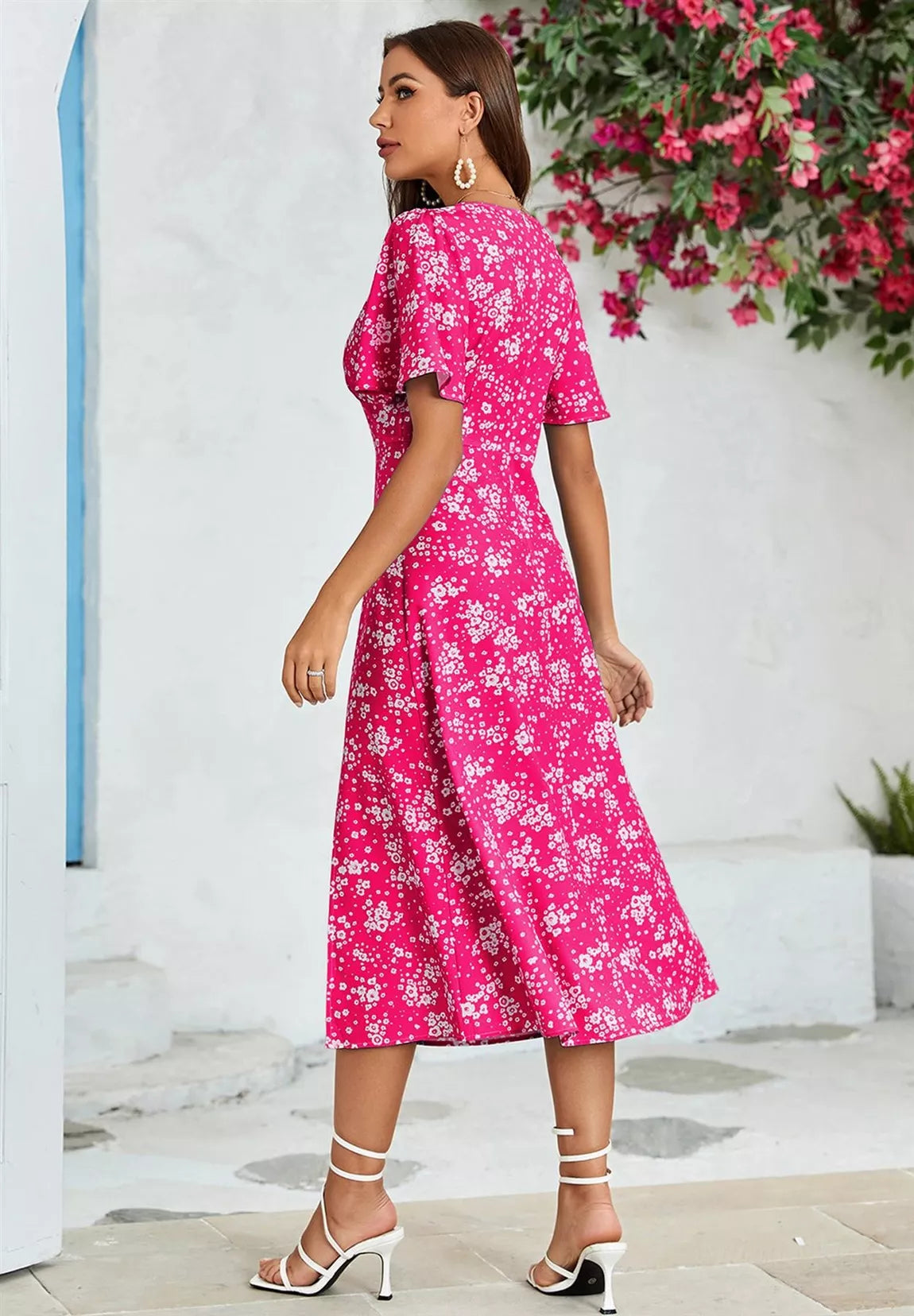 Floral Dress in Hot Pink