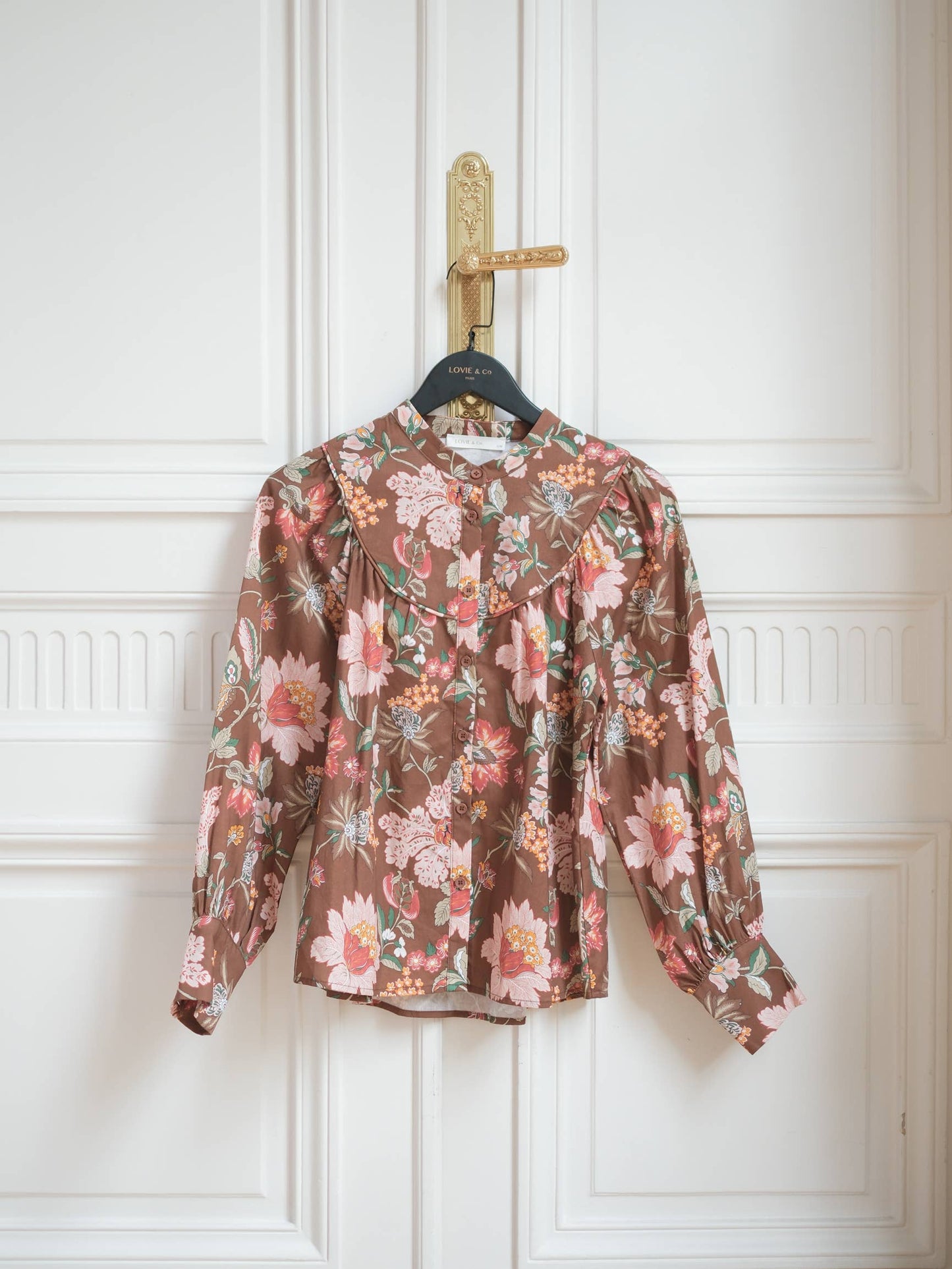 Blouse in Floral Brown