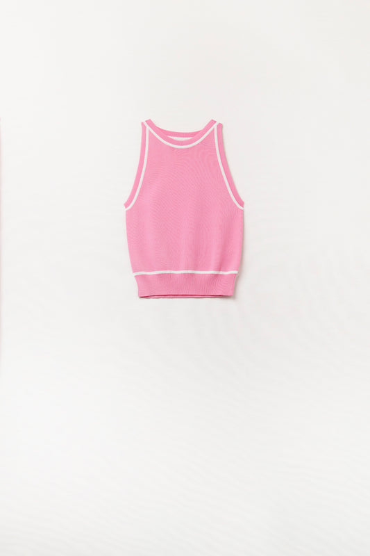 Sleeveless Sweater In Baby Pink