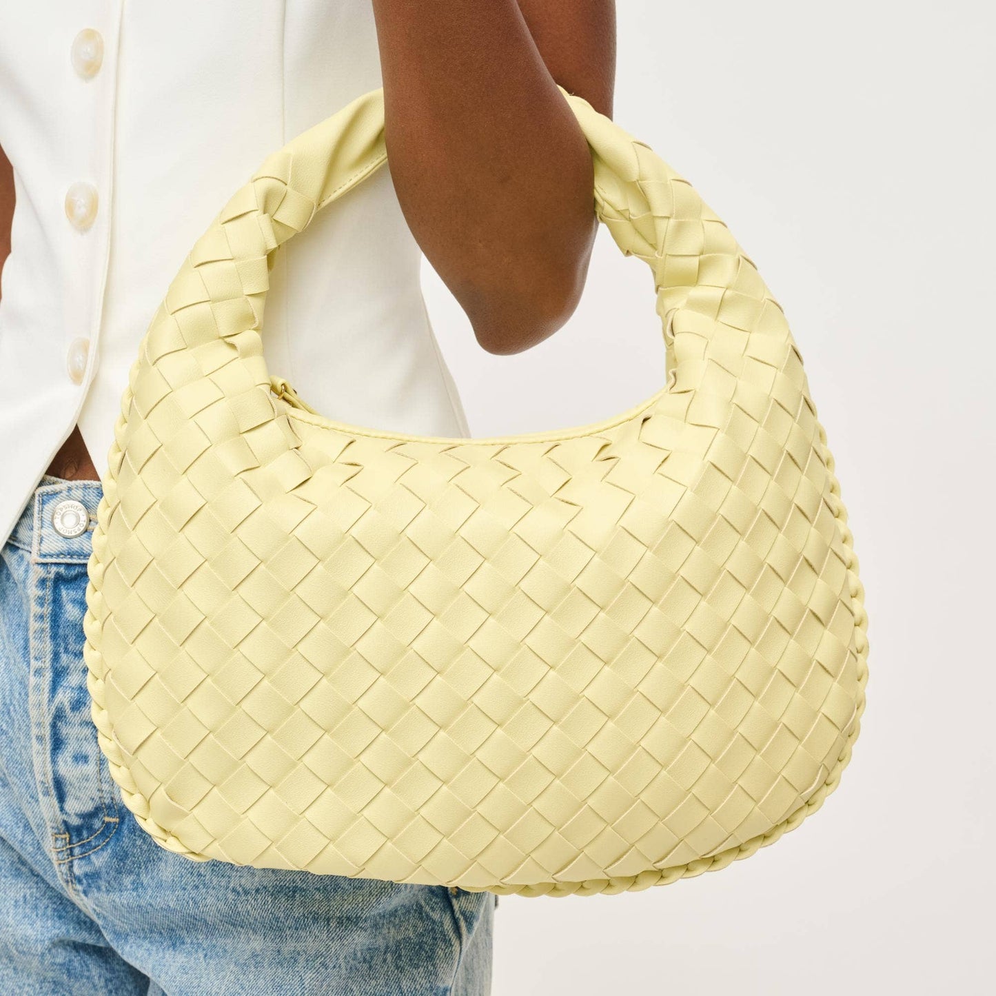 Wendy Woven Shoulder Bag: Butter