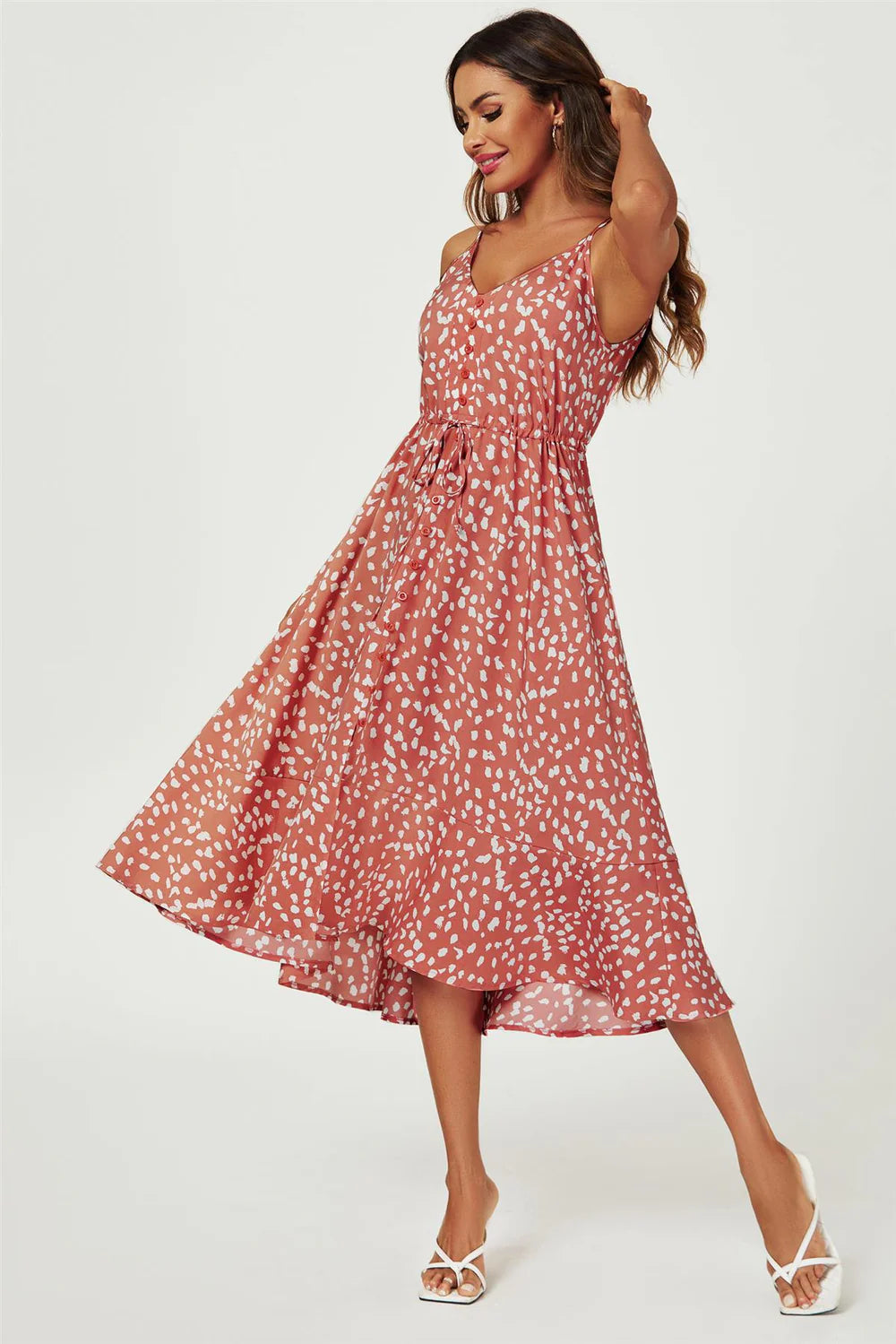 Midi Dress in Dusty Red