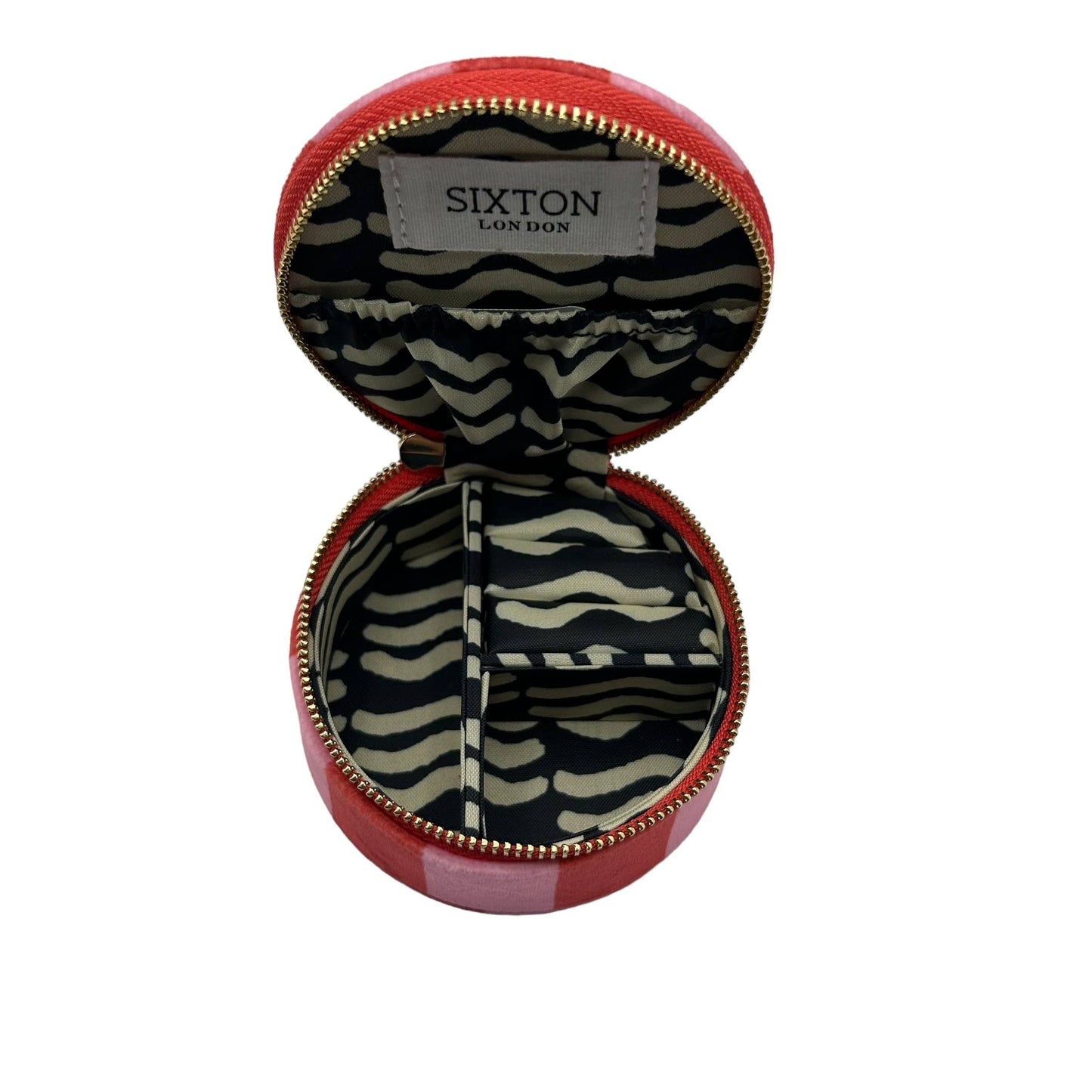 Jewellery Travel Pot in pink stripe with Insect pin