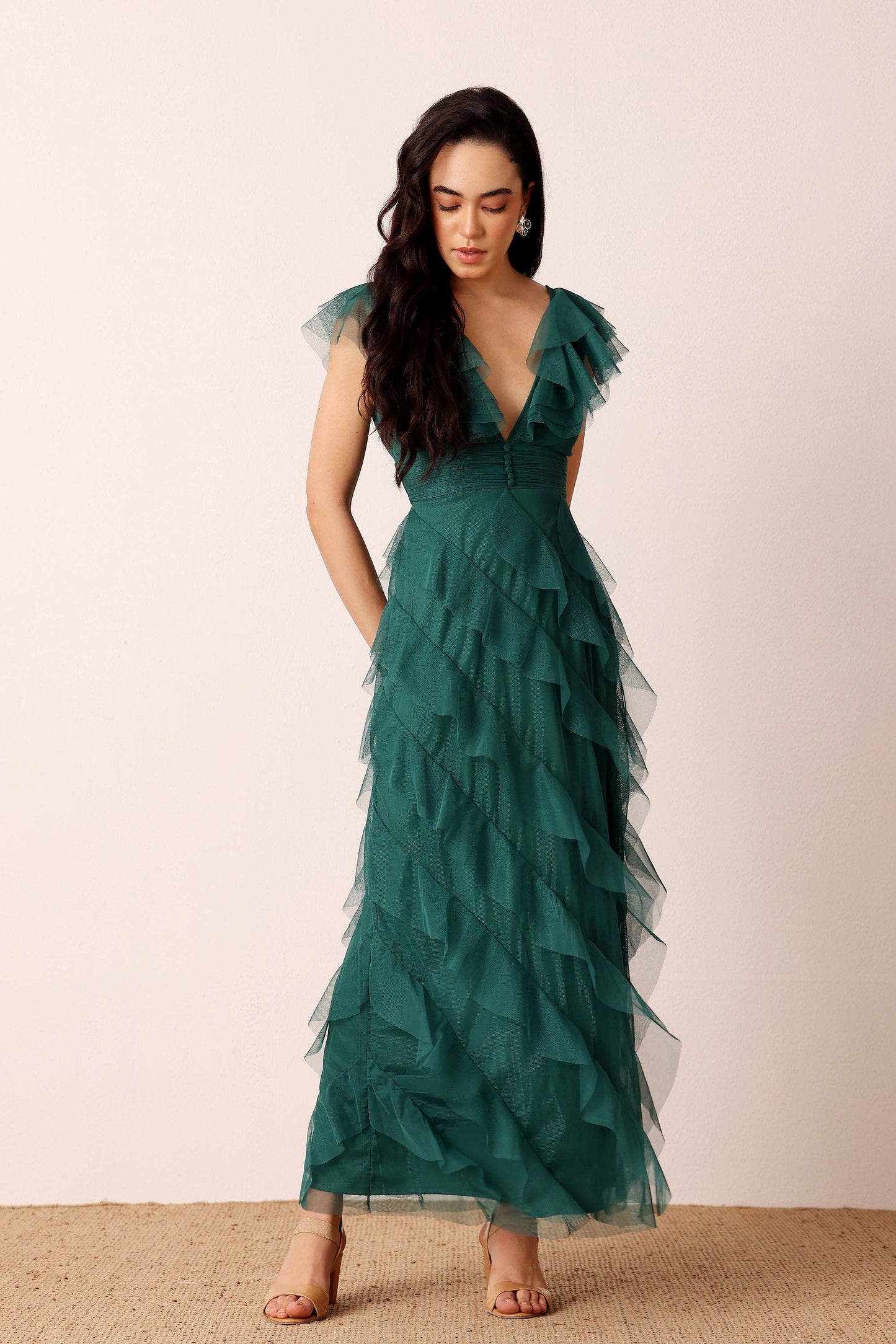 Carpathia Maxi Dress in Emerald Green