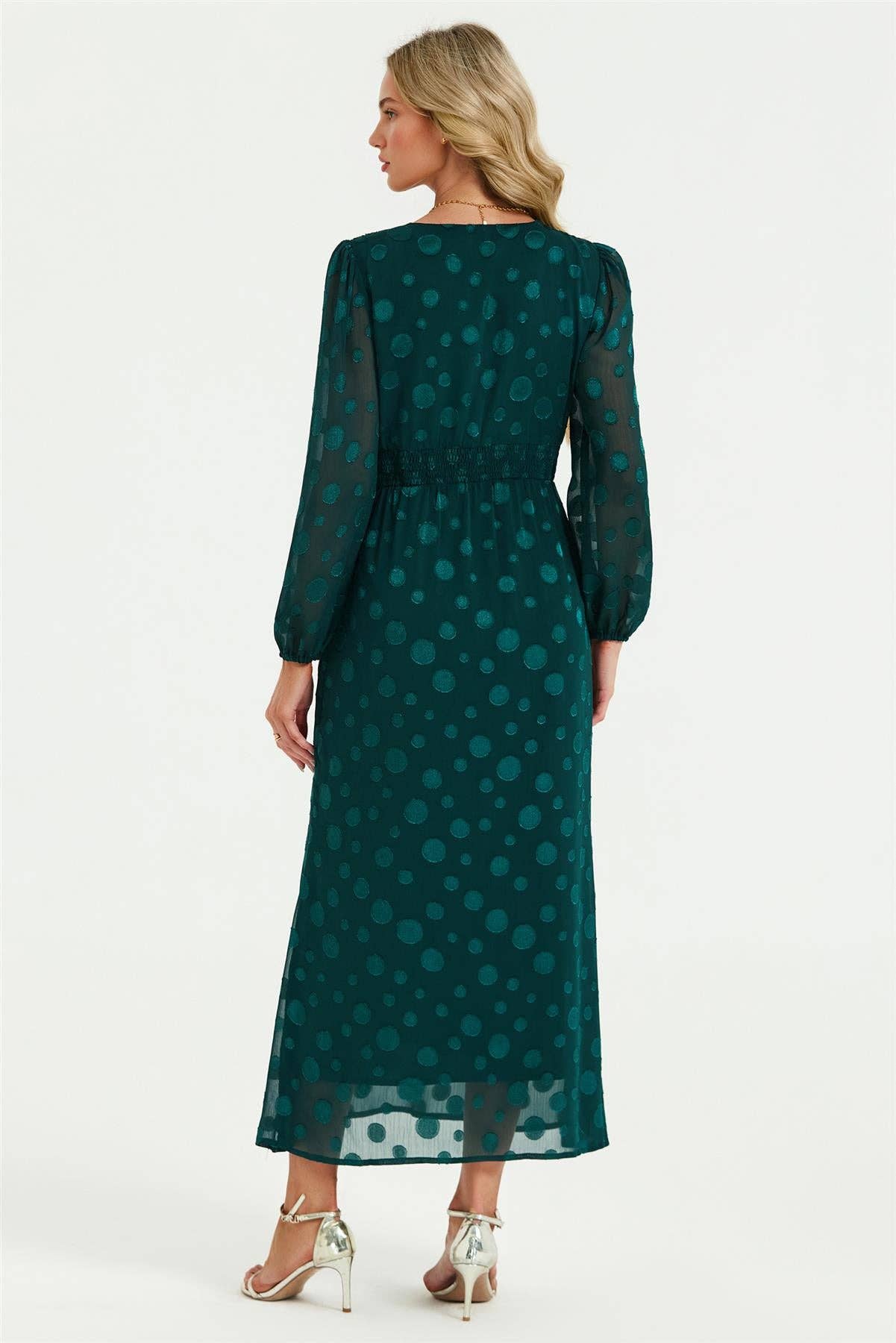 Jacquard Lace Trim Dress In Green
