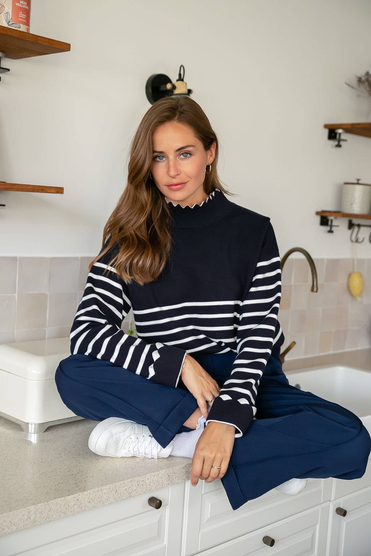 Striped Sweater in Navy and White