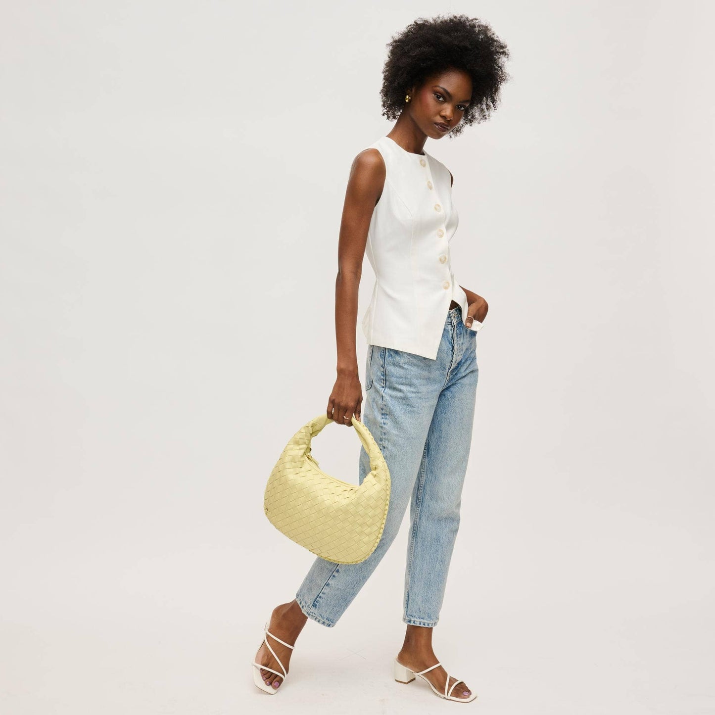 Wendy Woven Shoulder Bag: Butter