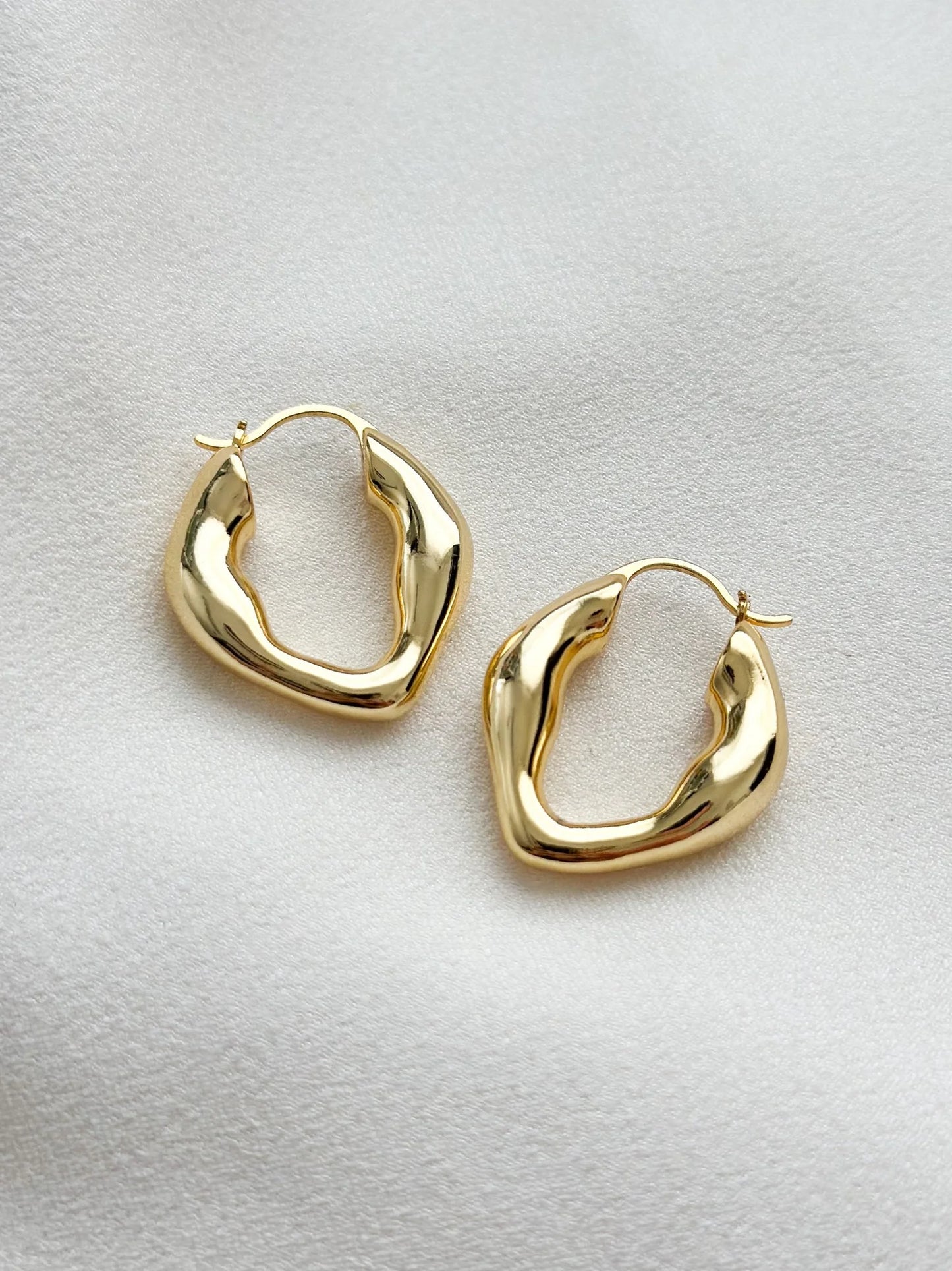 18K Gold Organic Hoop Earrings