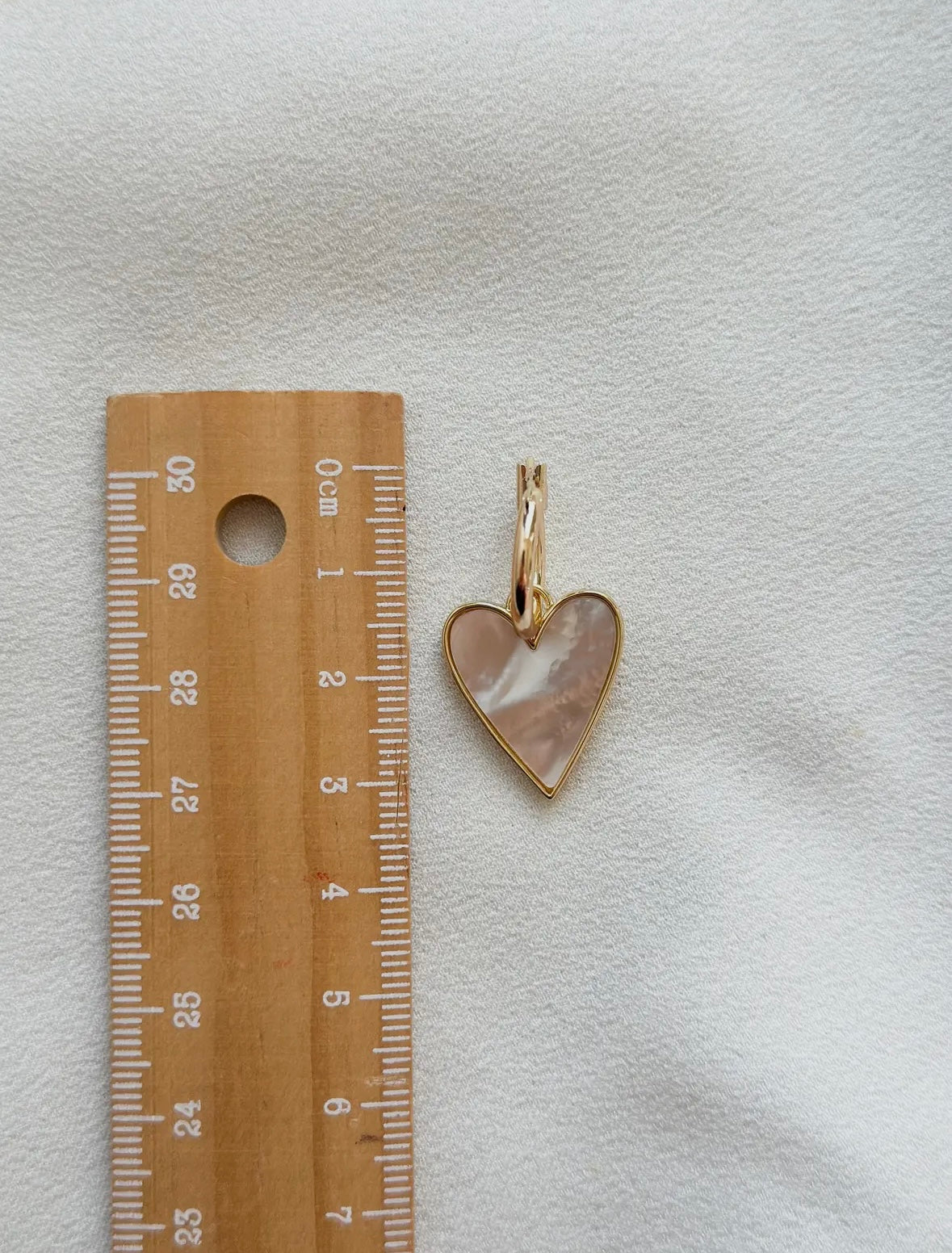 18k Gold Mother of Pearl Heart Hoop Earrings