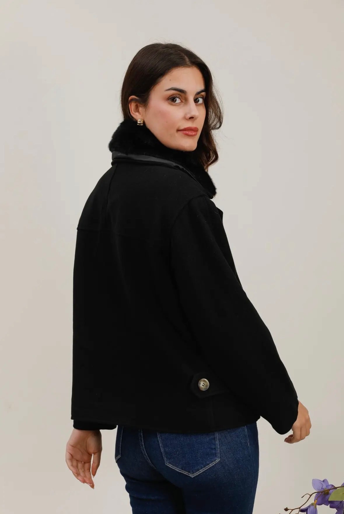 Double breasted coat in black