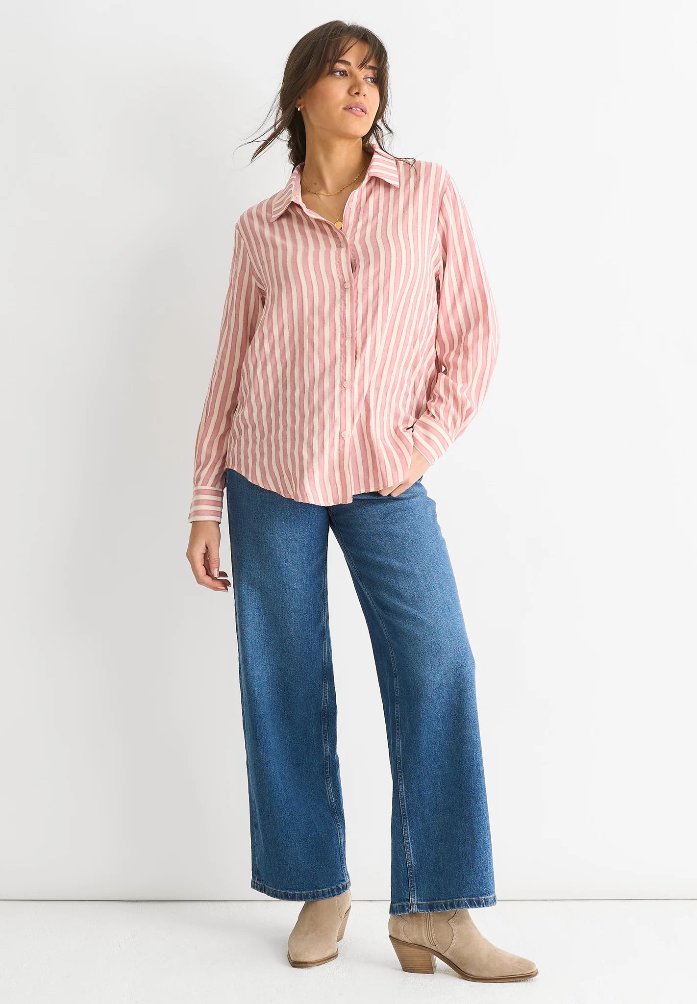 Blush Striped Oversized Shirt