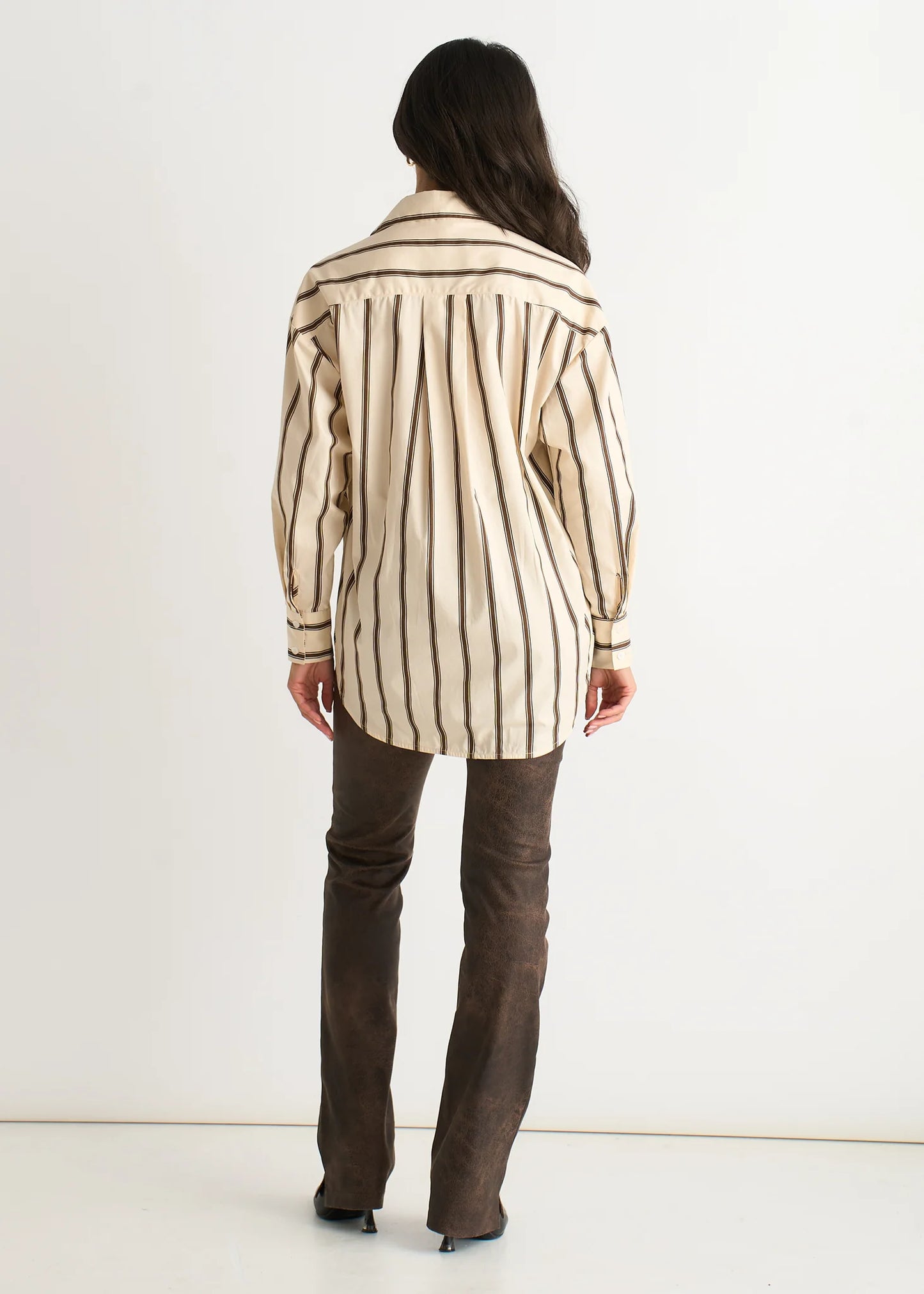 Cream Stripe Cotton Button Through Shirt