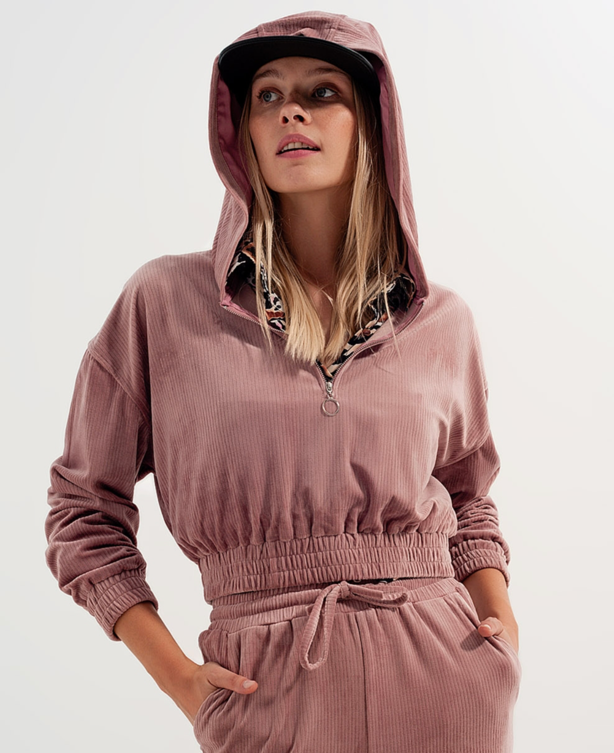 Quarter Zip Jumper in Rose