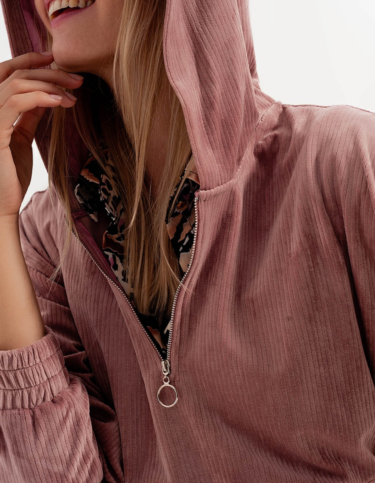 Quarter Zip Jumper in Rose