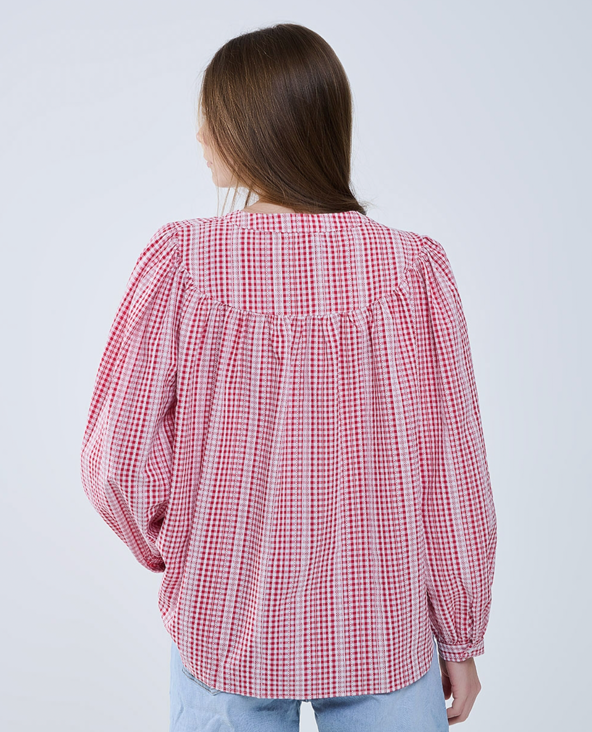 Gingham Shirt in Red and White