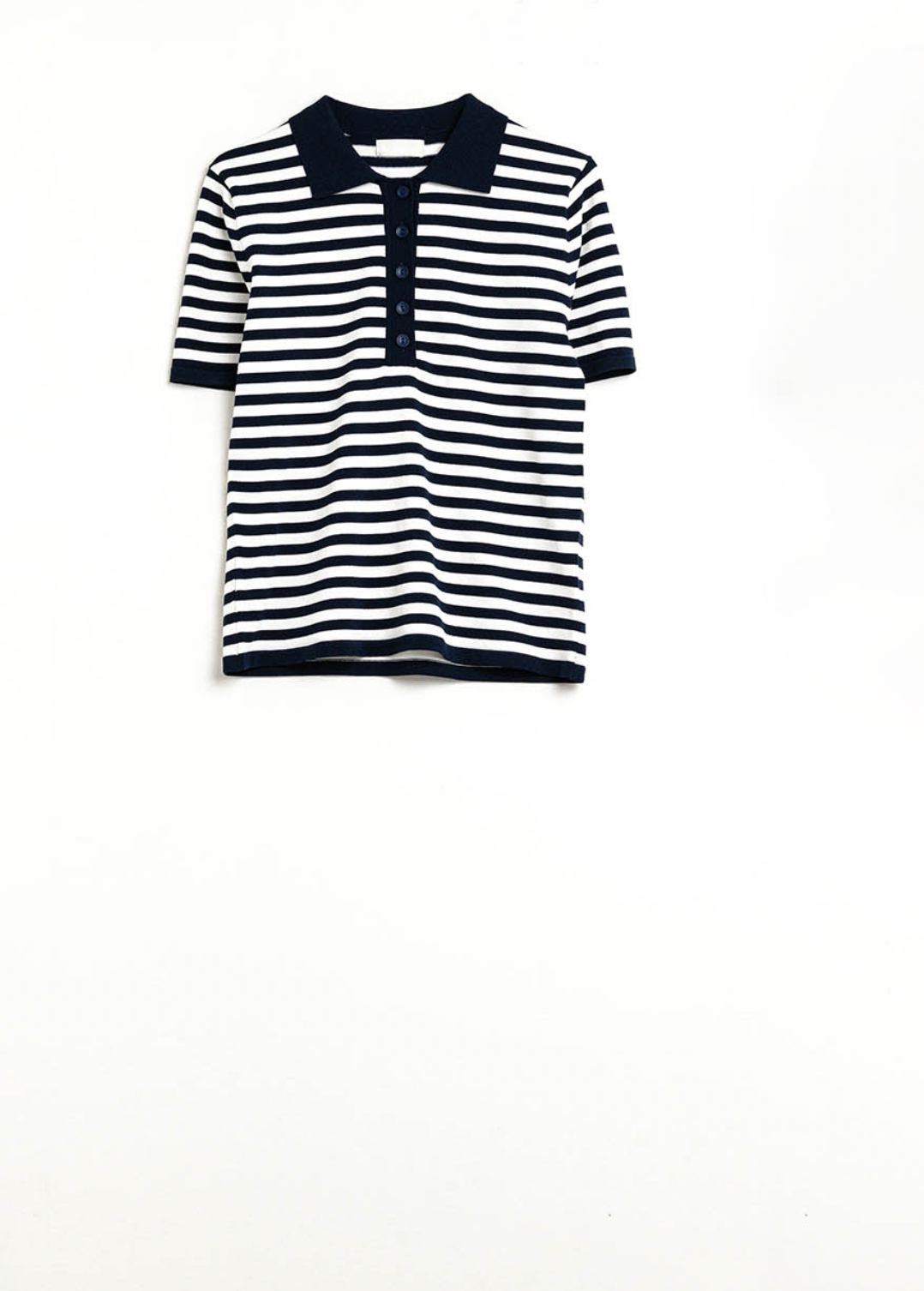 Striped Knit T-shirt in Navy and White