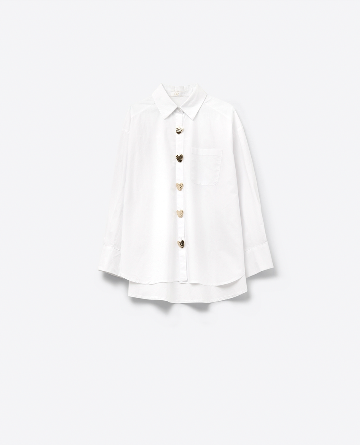 Cotton Shirt with Gold Buttons in White