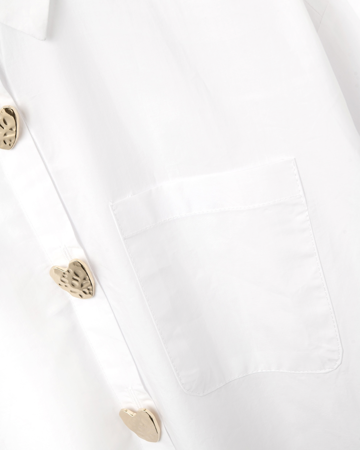 Cotton Shirt with Gold Buttons in White