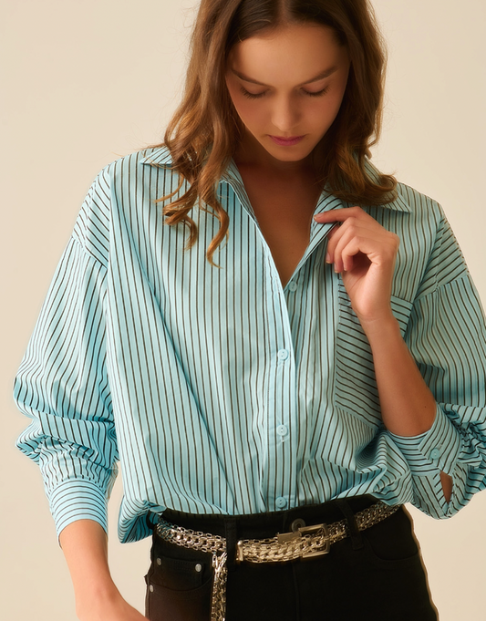 Striped Shirt in Black and Blue