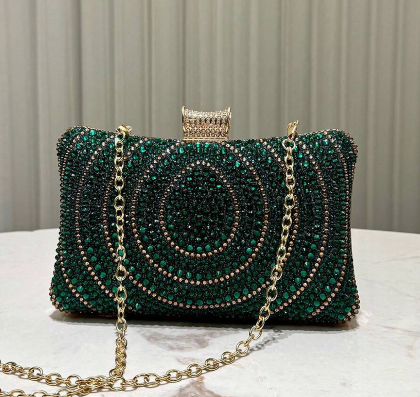Embellished Clutch Bag in Green