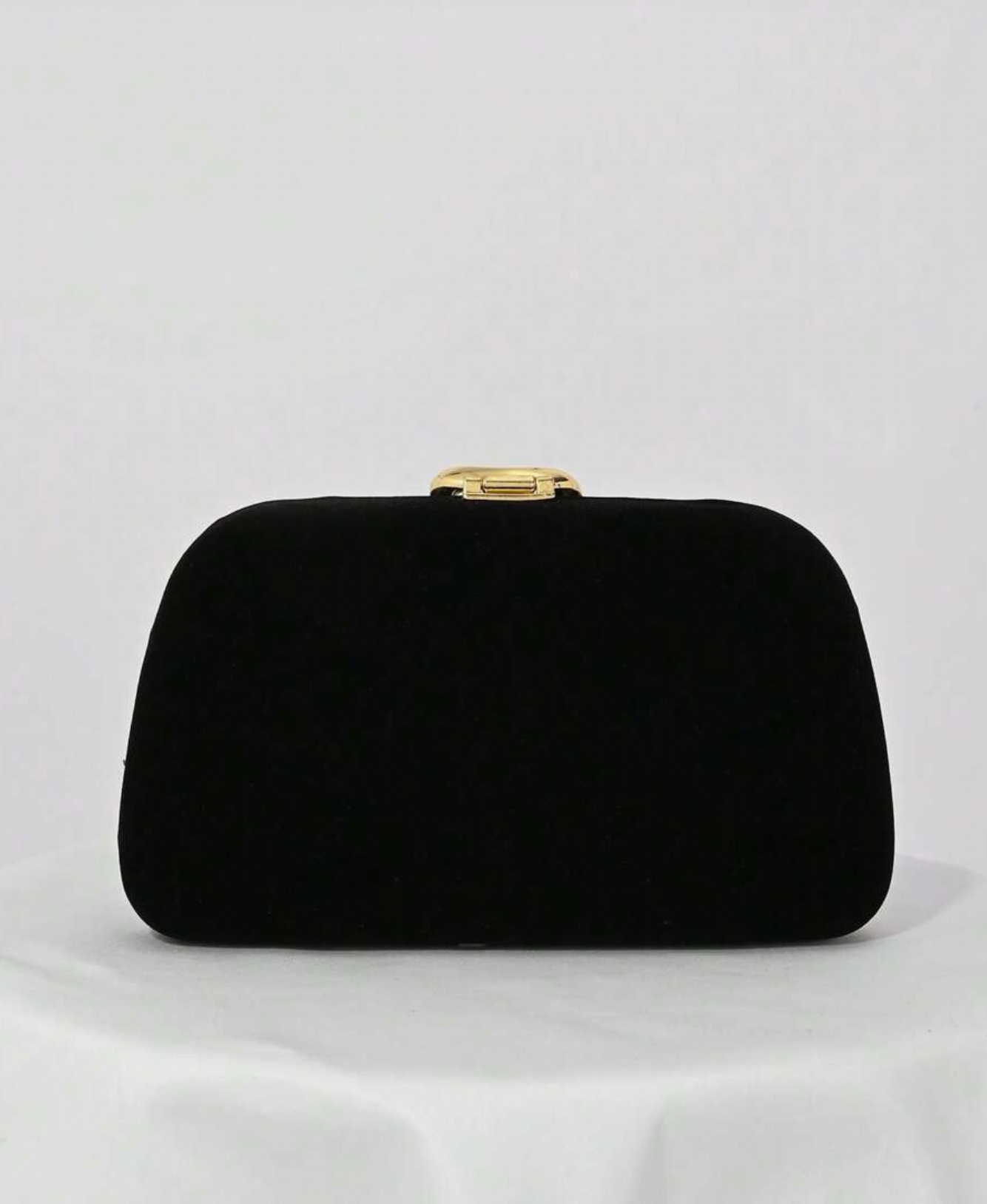 Suede Clutch Bag in Black and Gold