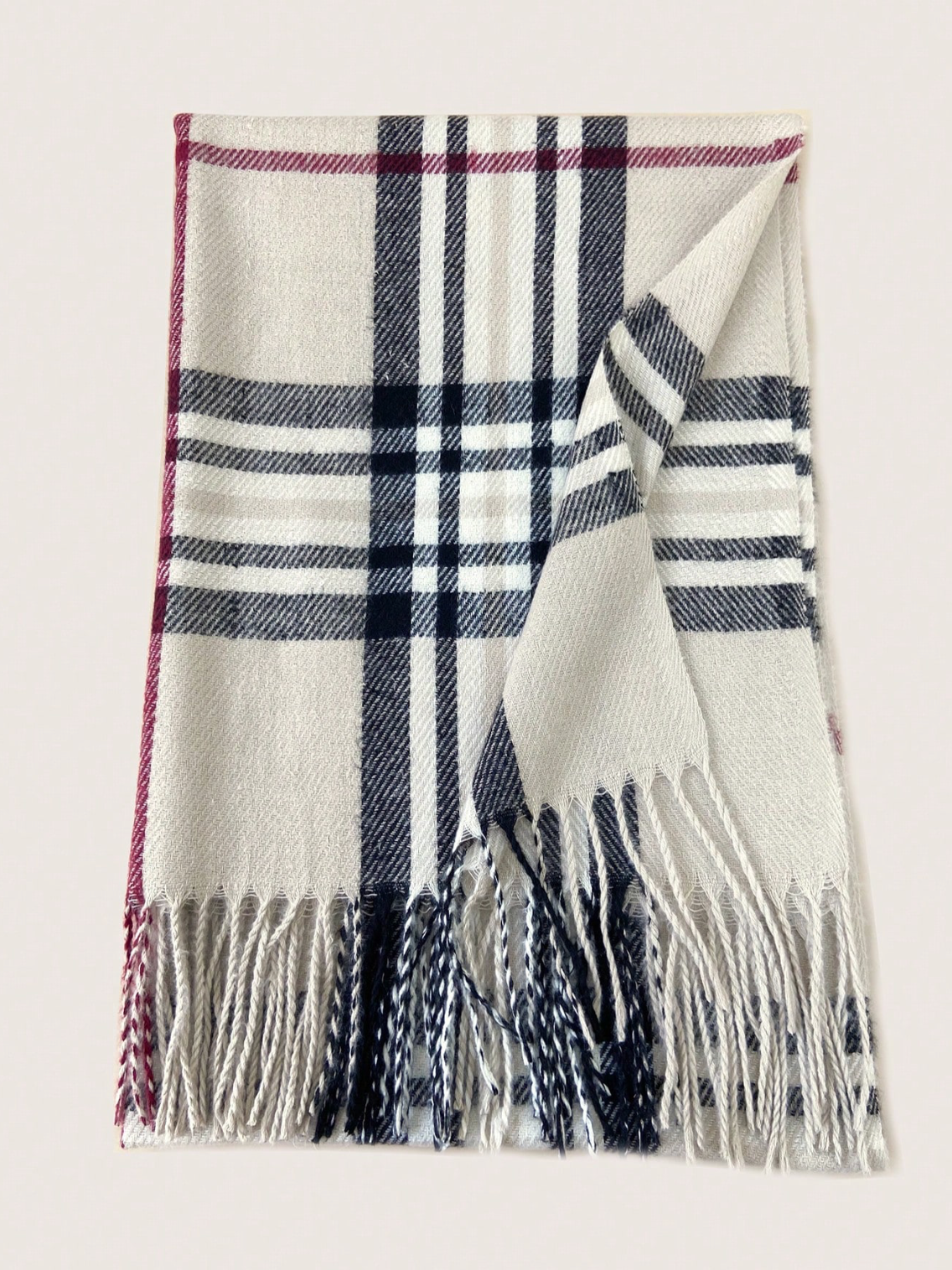 Plaid Scarf in Cream