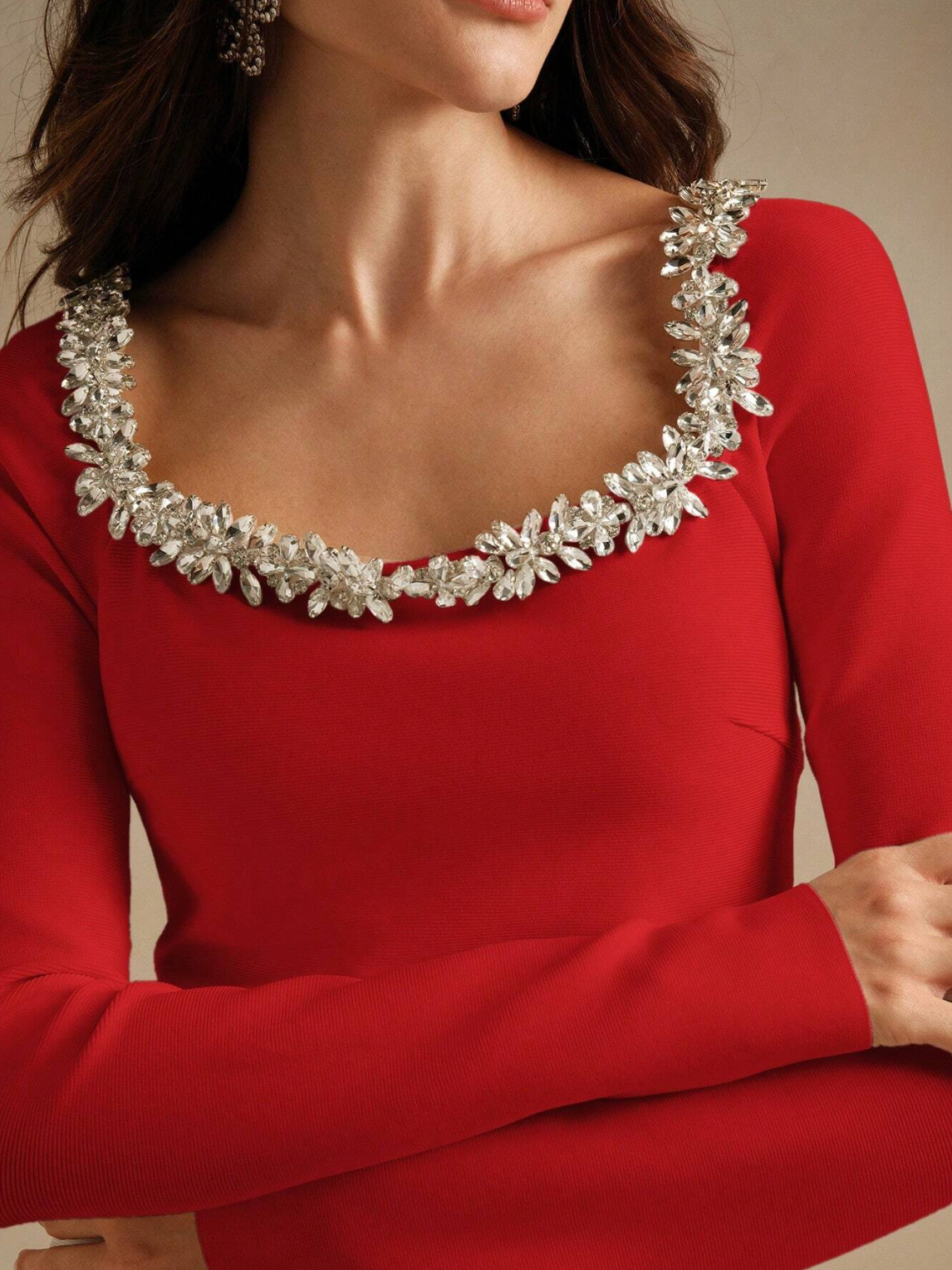 Midi Bodycon dress in Red