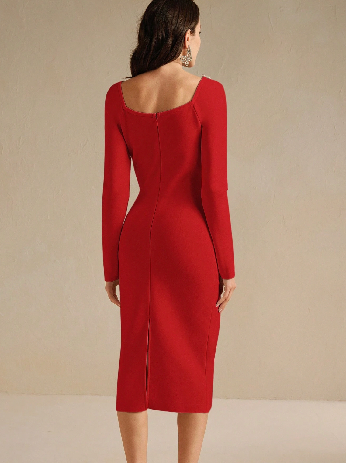 Midi Bodycon dress in Red