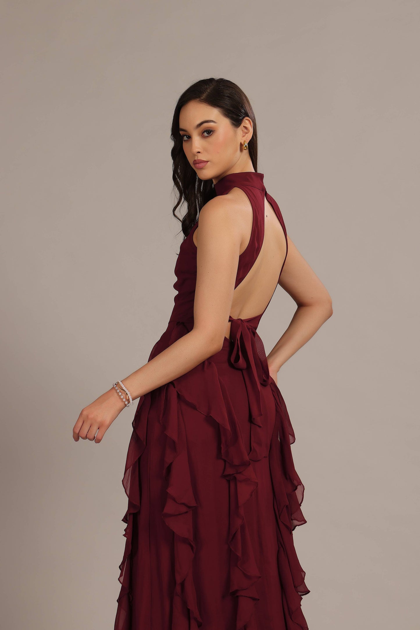 Malinina Maxi Dress in Burgundy