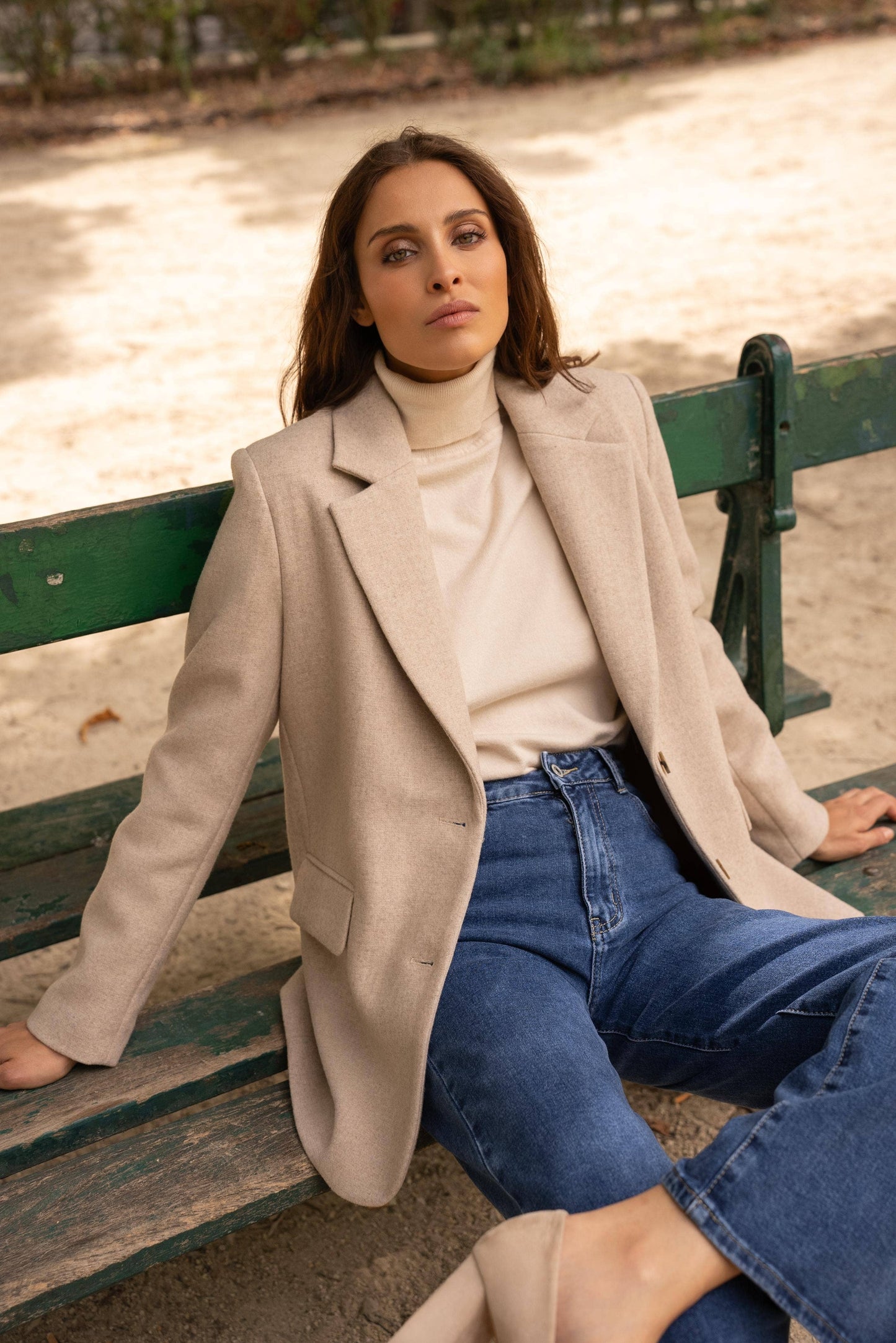 Oversized wool blend jacket in Beige