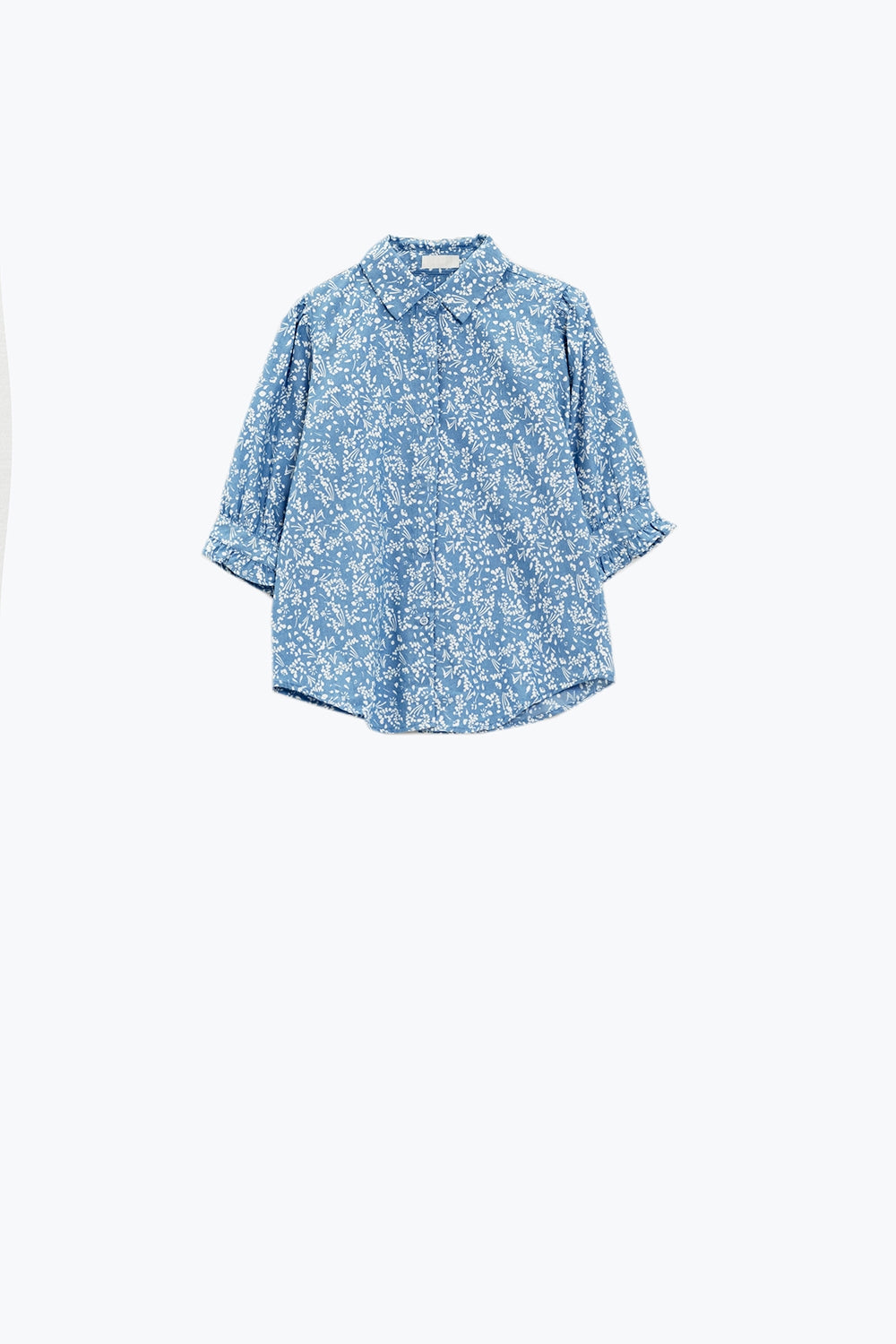 Blue Blouse with Floral Detail