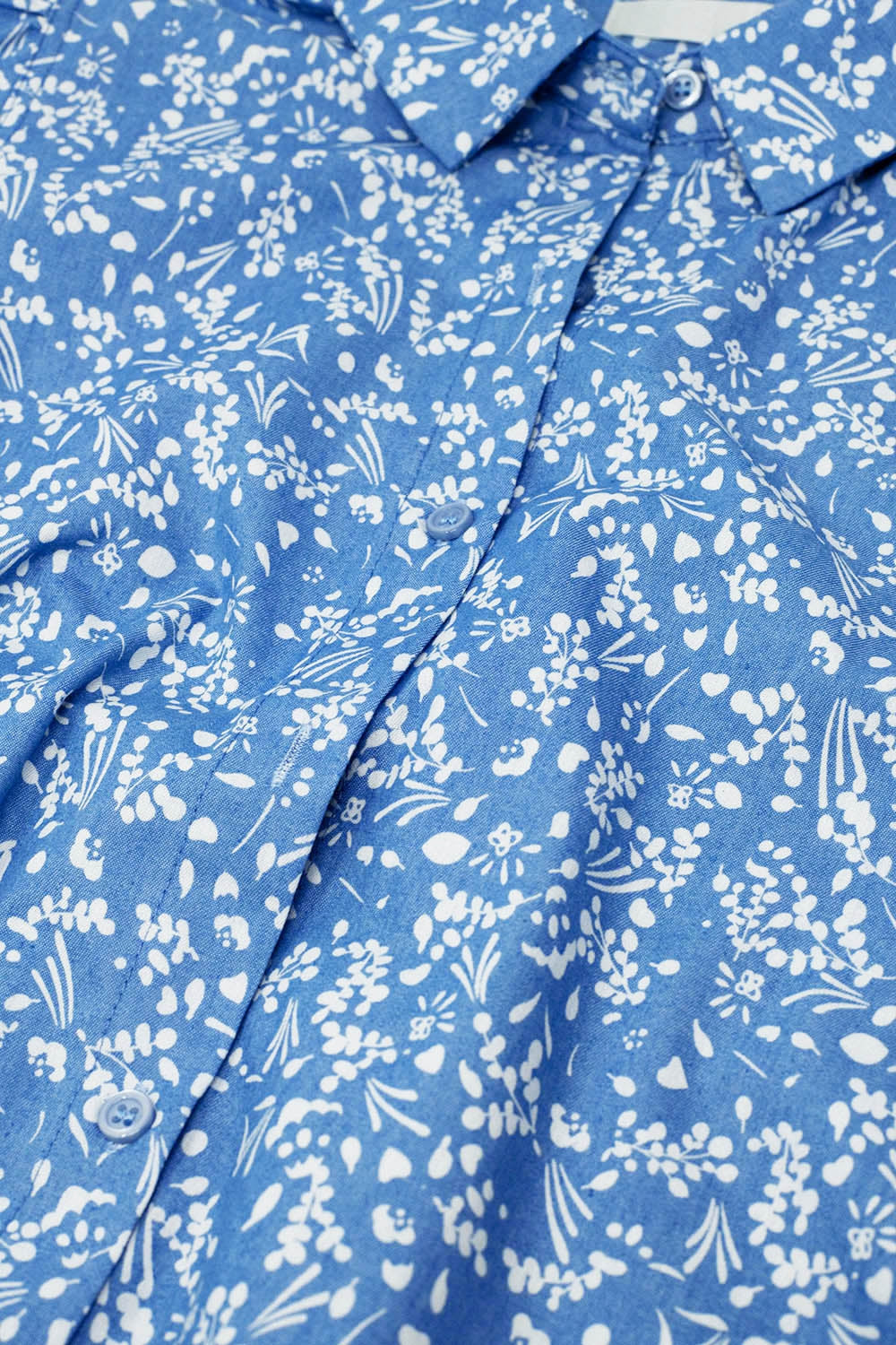Blue Blouse with Floral Detail