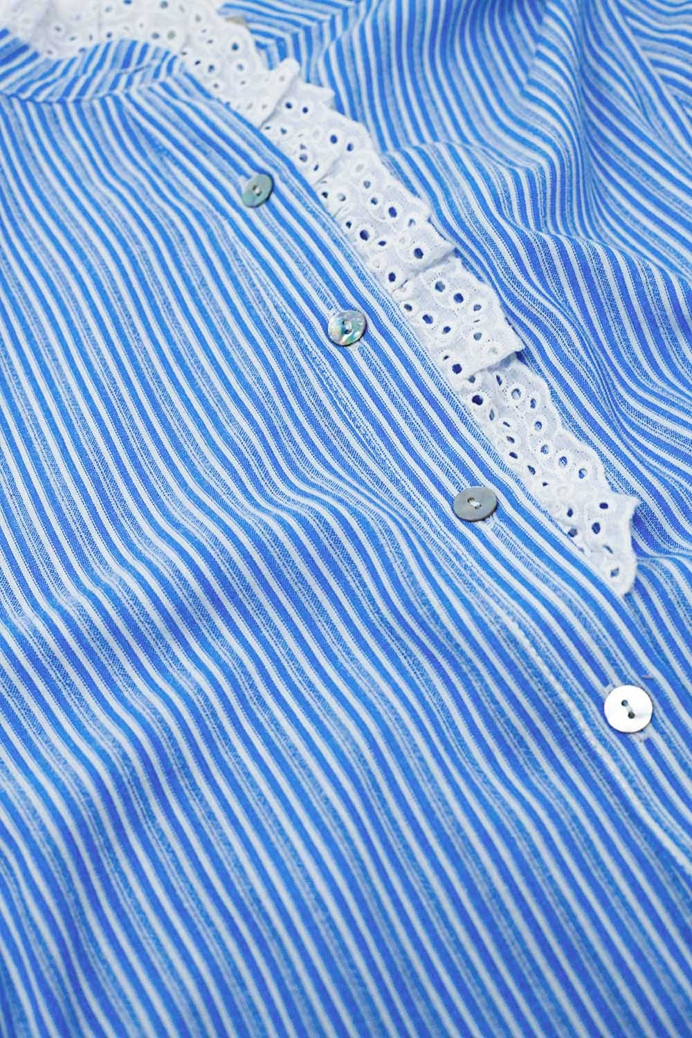 Striped Shirt in Blue with Lace Detail