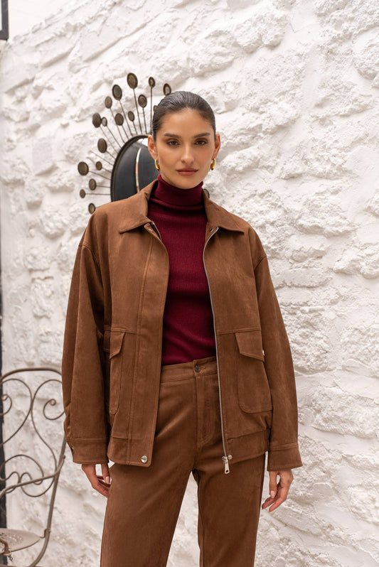 Oversized suede jacket in Camel