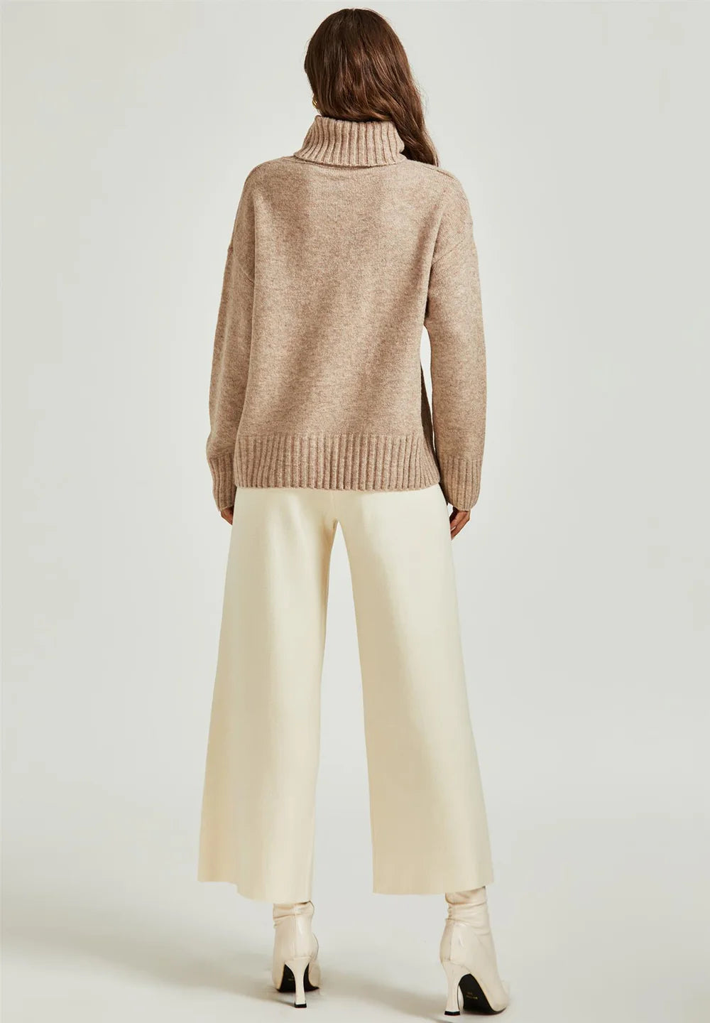 Jumper With High Neck In Beige