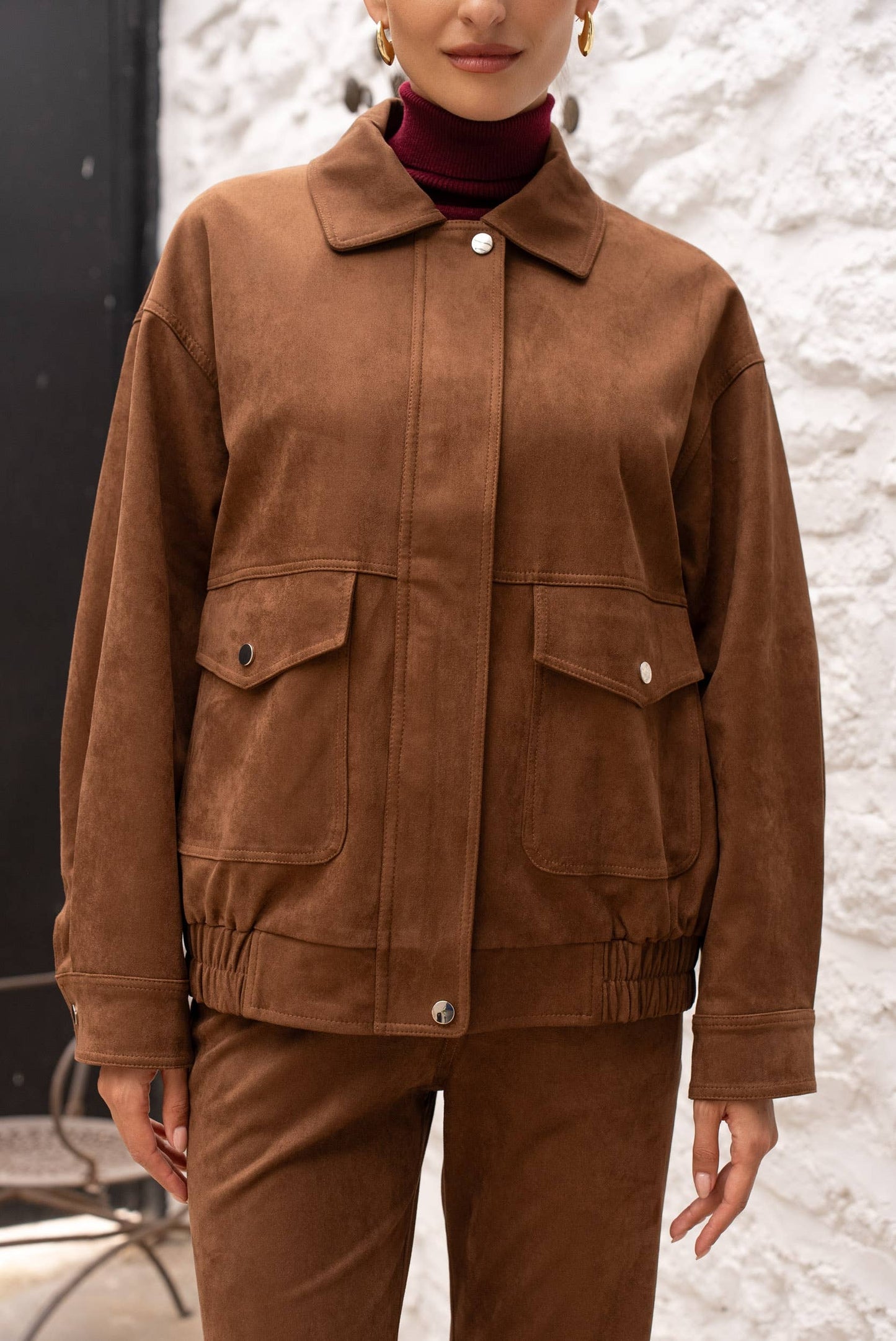 Oversized suede jacket in Camel