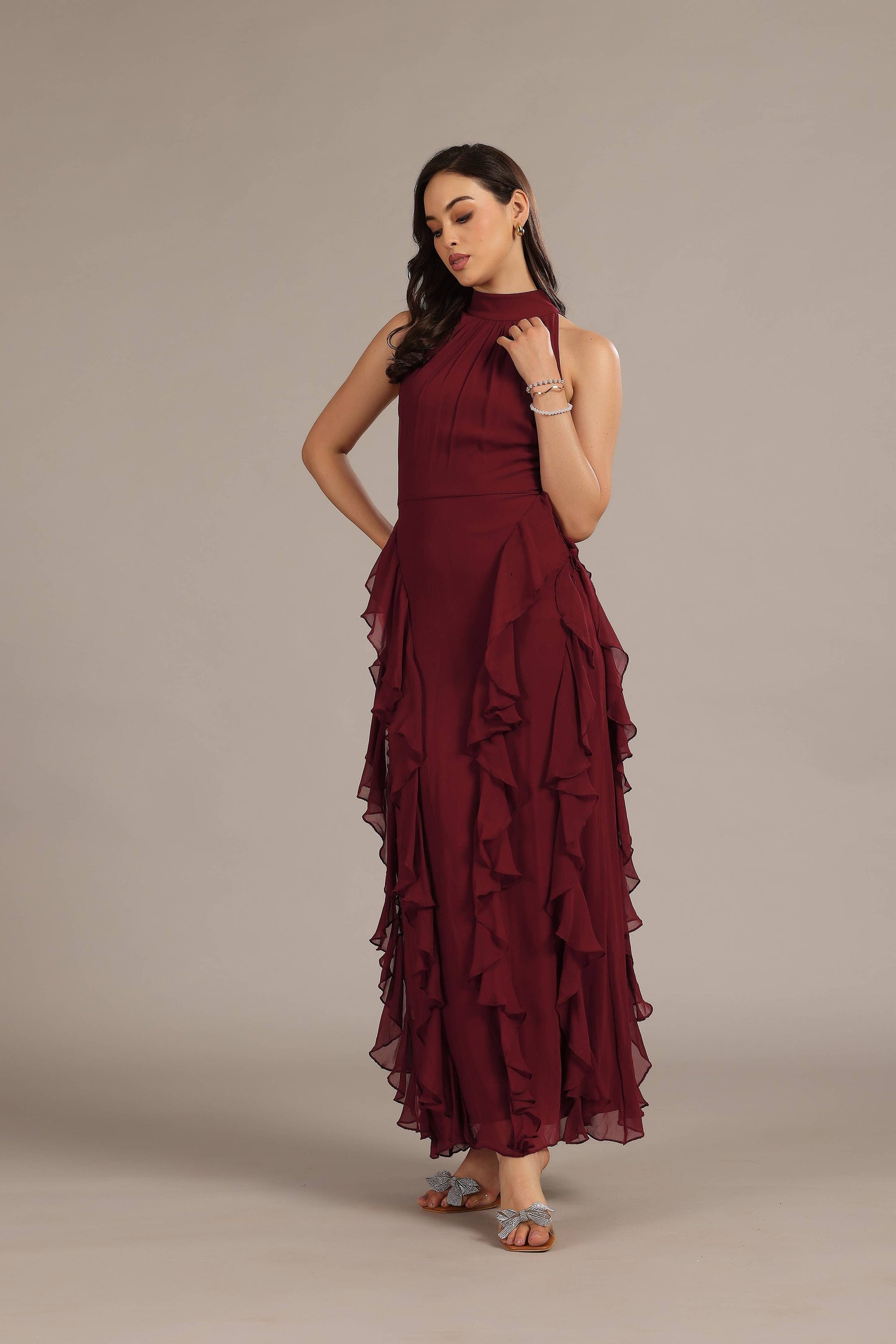 Malinina Maxi Dress in Burgundy