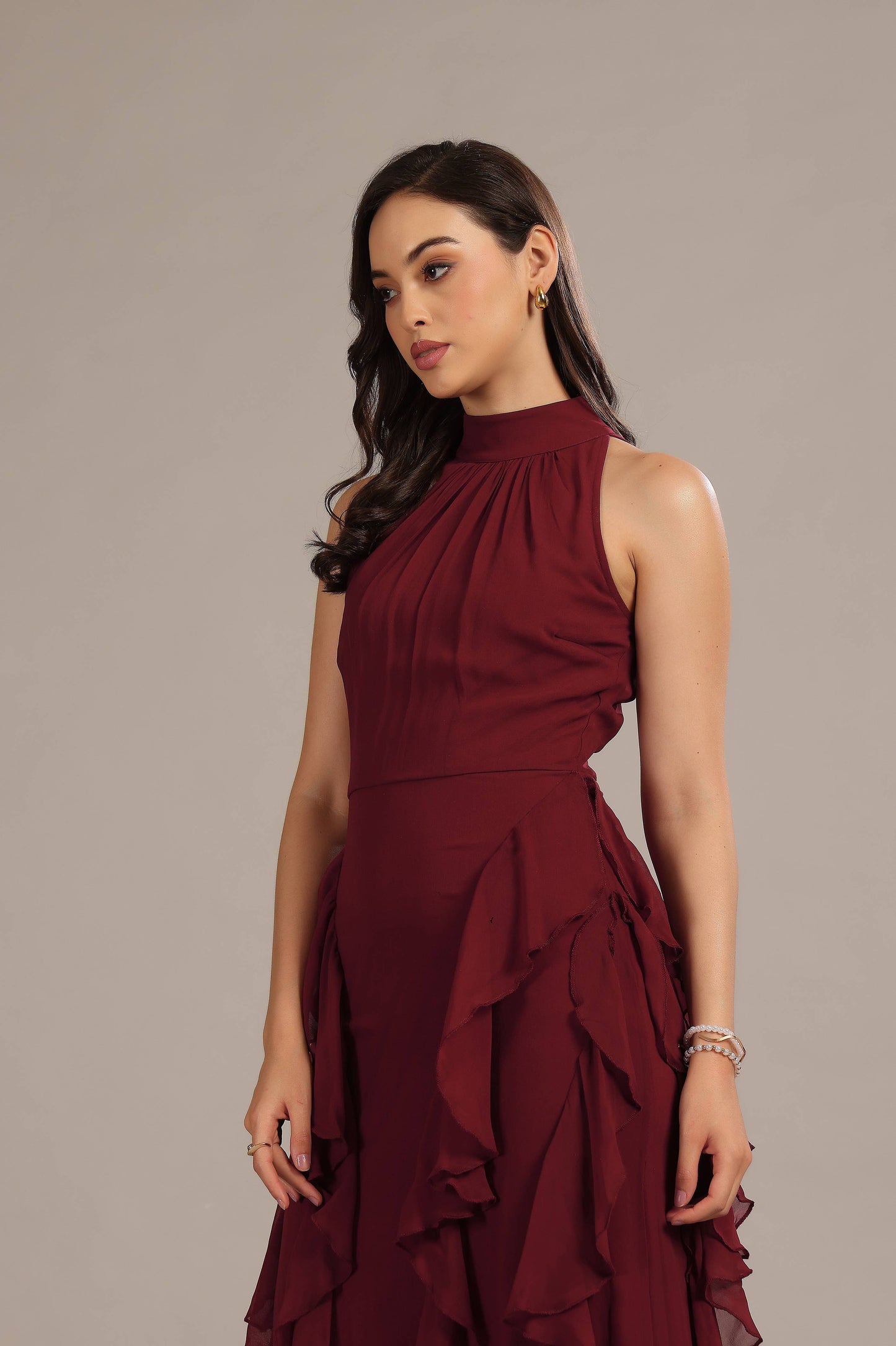 Malinina Maxi Dress in Burgundy