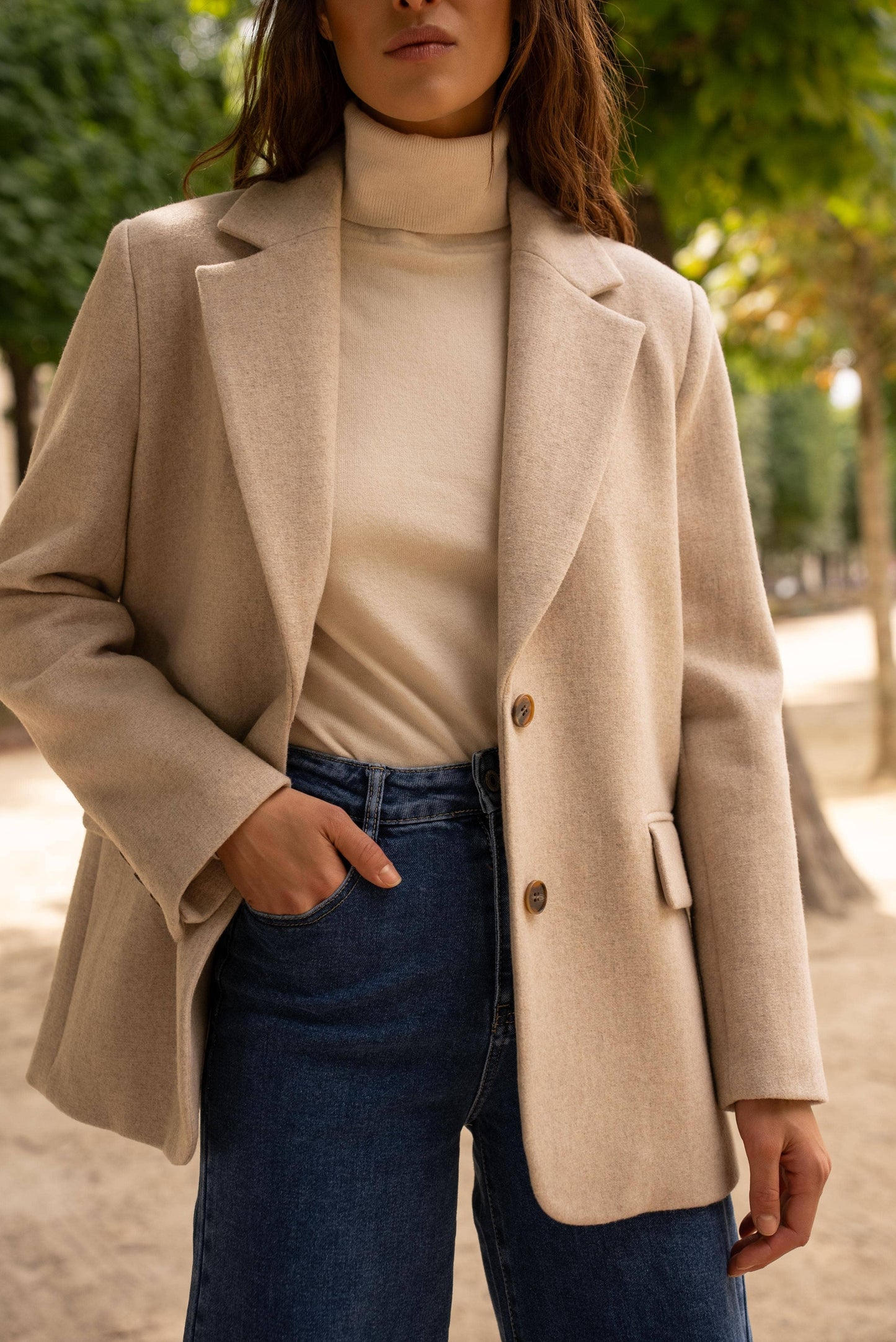 Oversized wool blend jacket in Beige