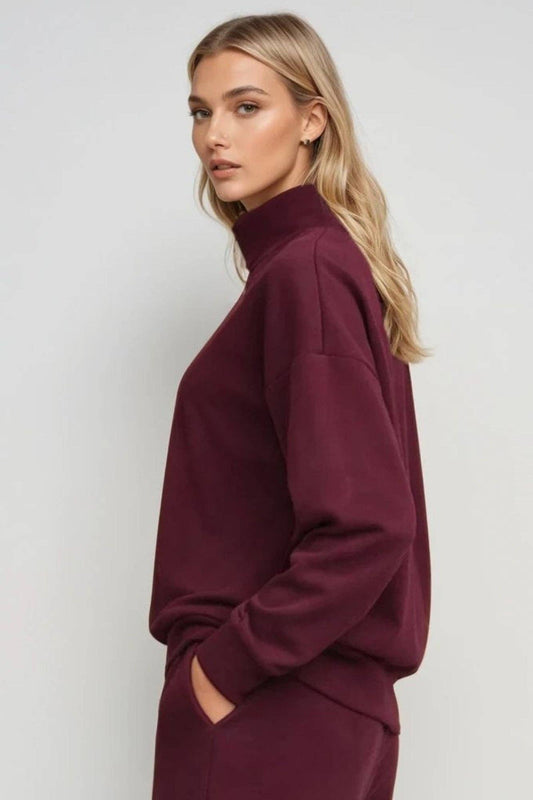 Born Nouli Supersoft Half Zip Sweatshirt in Black Cherry