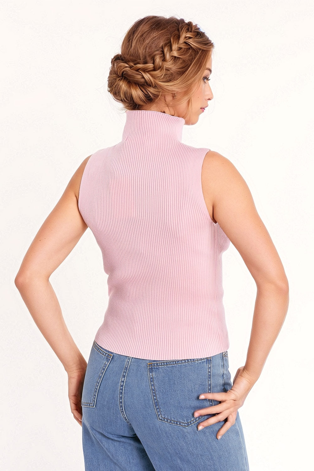 Sleeveless Vest in Pink Knit