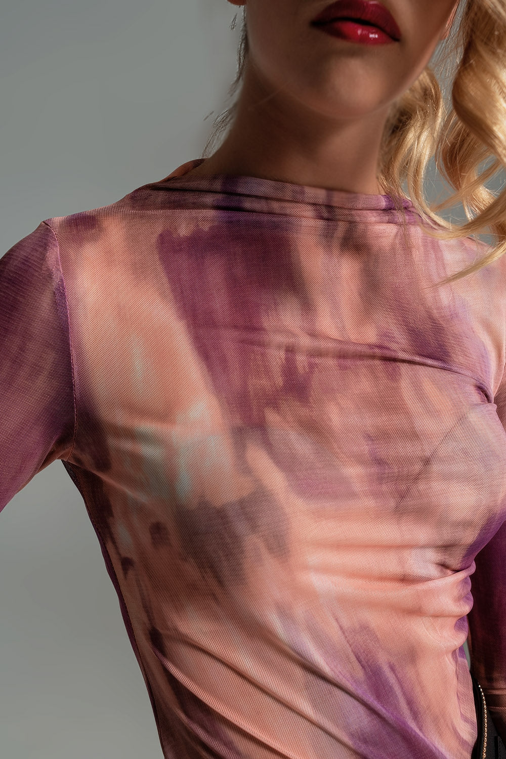 Mesh Top in Abstract Pink