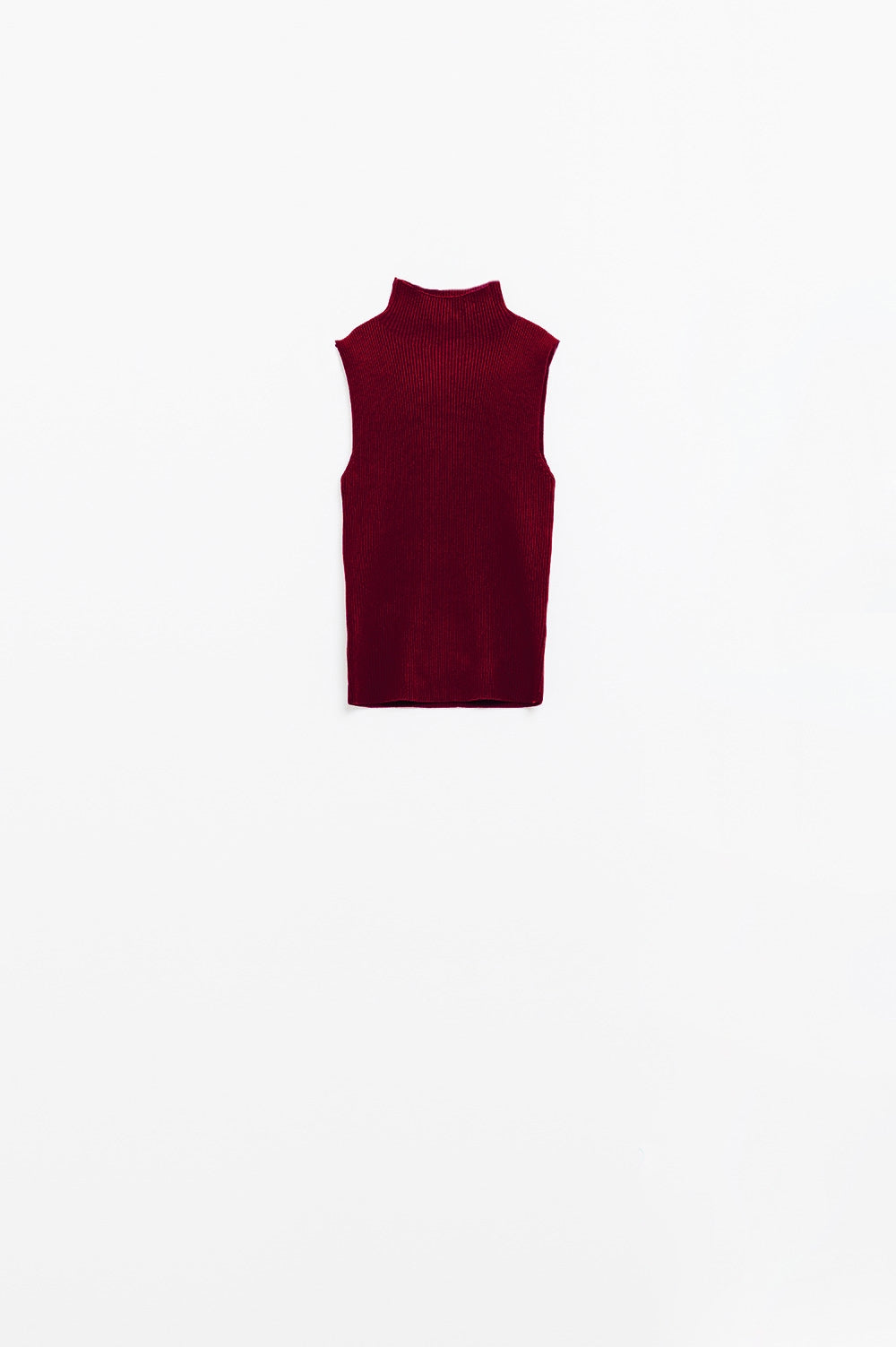 Sleeveless Vest Top in Burgundy