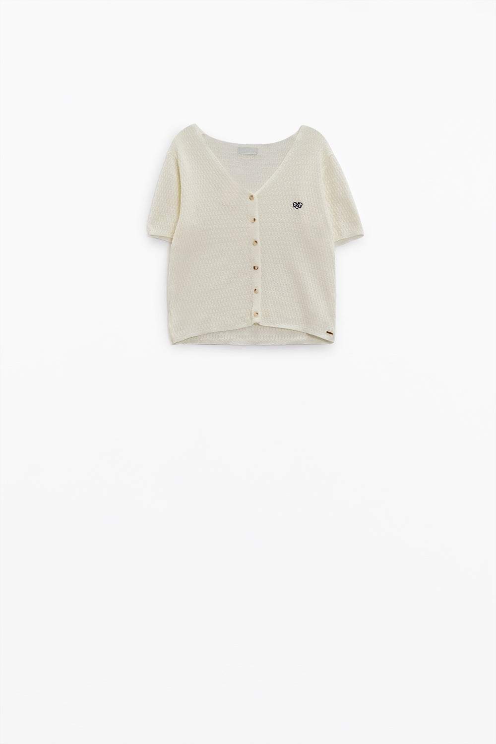 Cardigan with Button Front in White